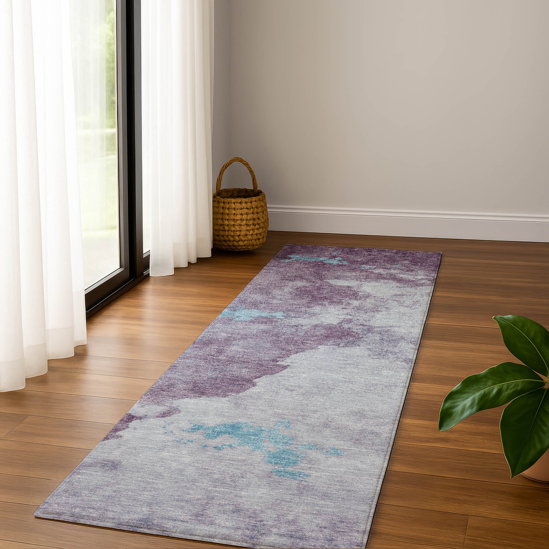 Cairo Machine Washable Transitional Lavender Purple Rug 2'3" x 7'6" #shape_Runner