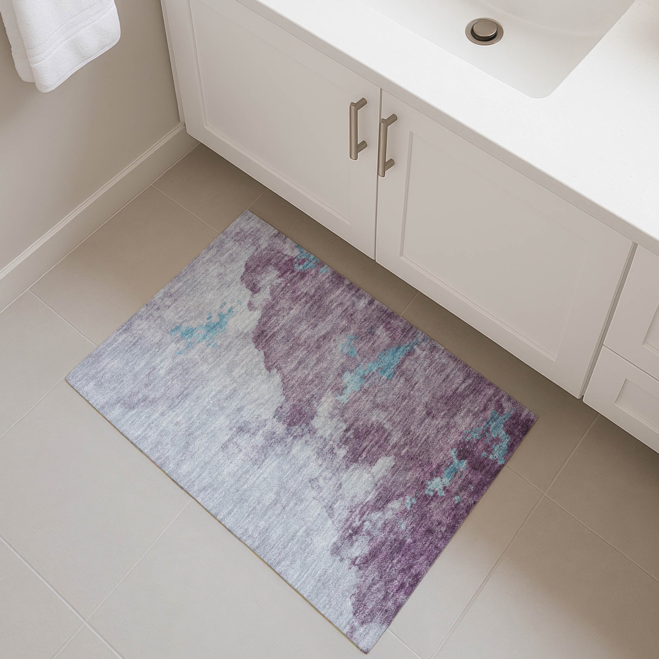 Cairo Machine Washable Transitional Lavender Purple Rug 1'8" x 2'6" #shape_Rectangle