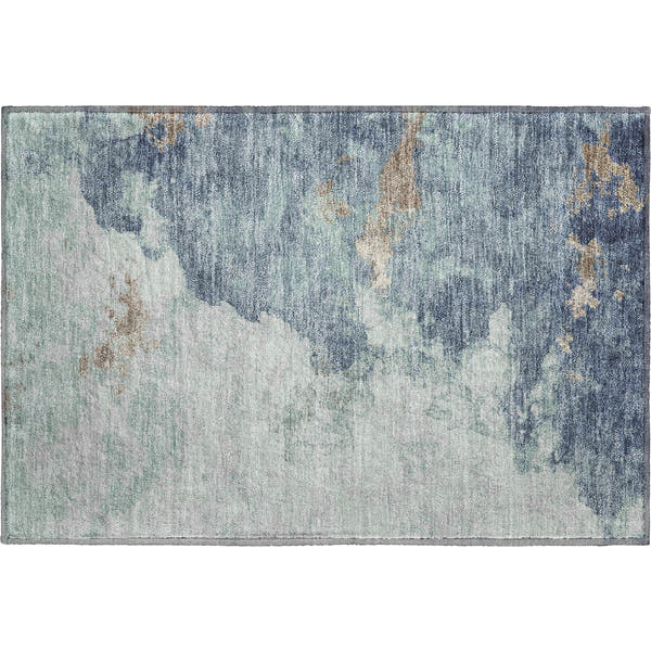 Cairo Machine Washable Transitional Seafoam Blue Rug 1'8" x 2'6"