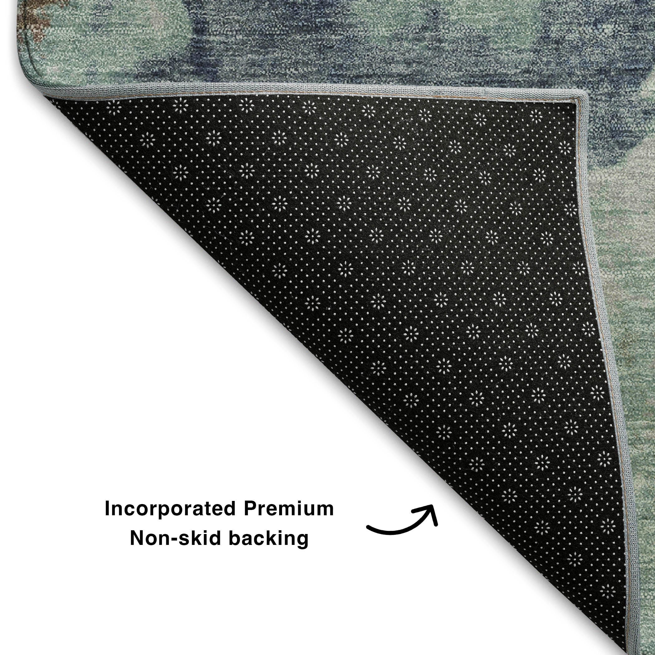 Cairo Machine Washable Transitional Seafoam Blue Rug 1'8" x 2'6" #shape_Rectangle