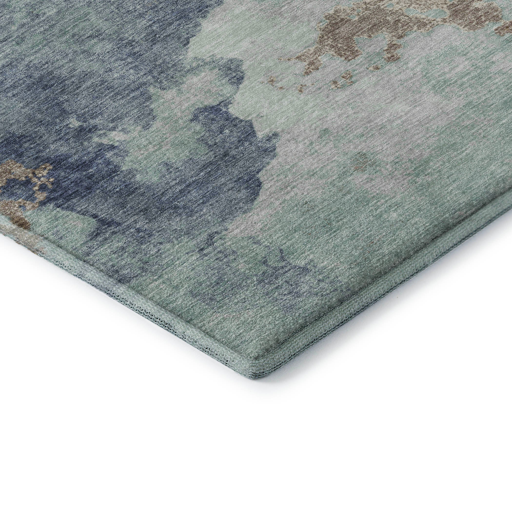 Cairo Machine Washable Transitional Seafoam Blue Rug 1'8" x 2'6" #shape_Rectangle