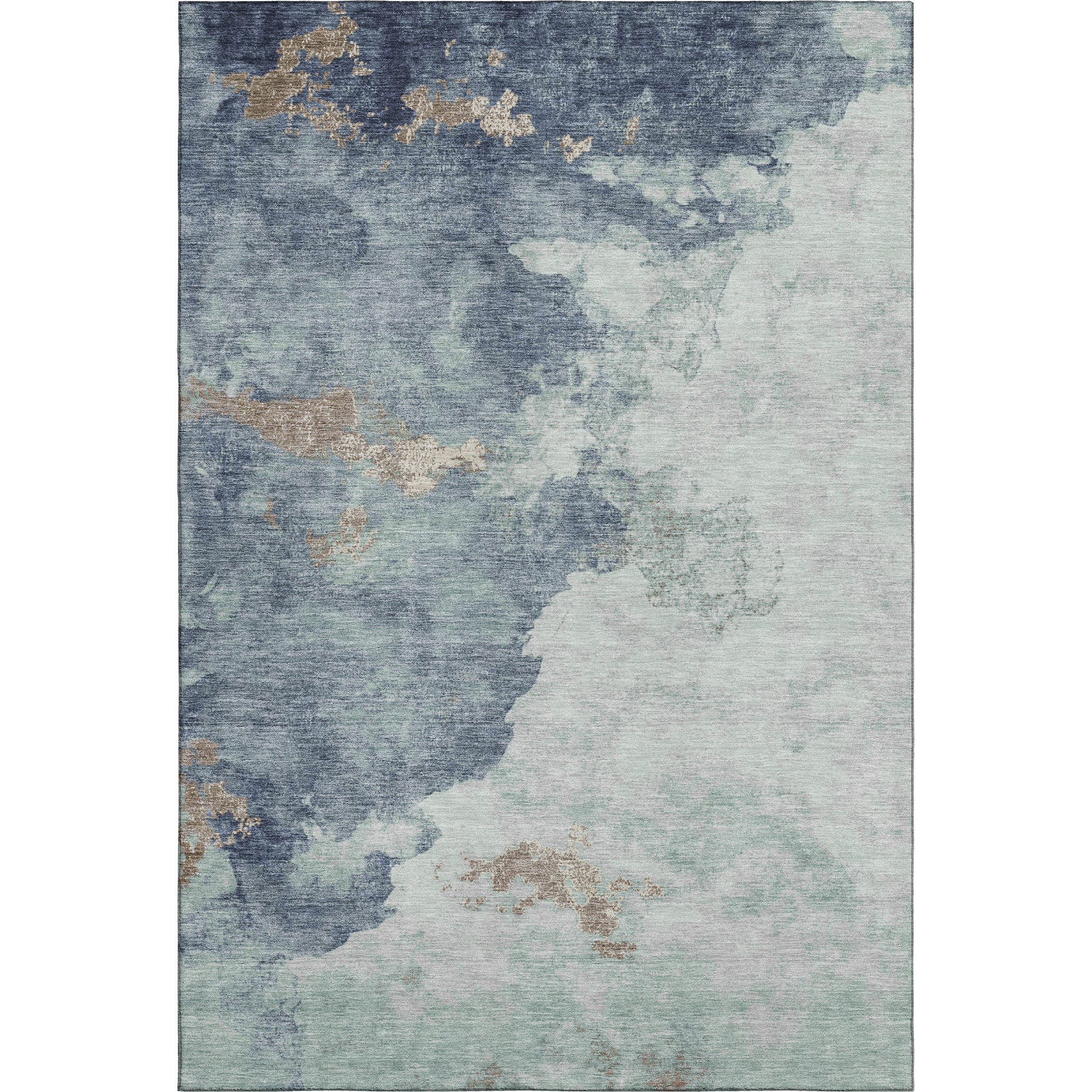 Cairo Machine Washable Transitional Seafoam Blue Rug 2'6" x 3'10" #shape_Rectangle