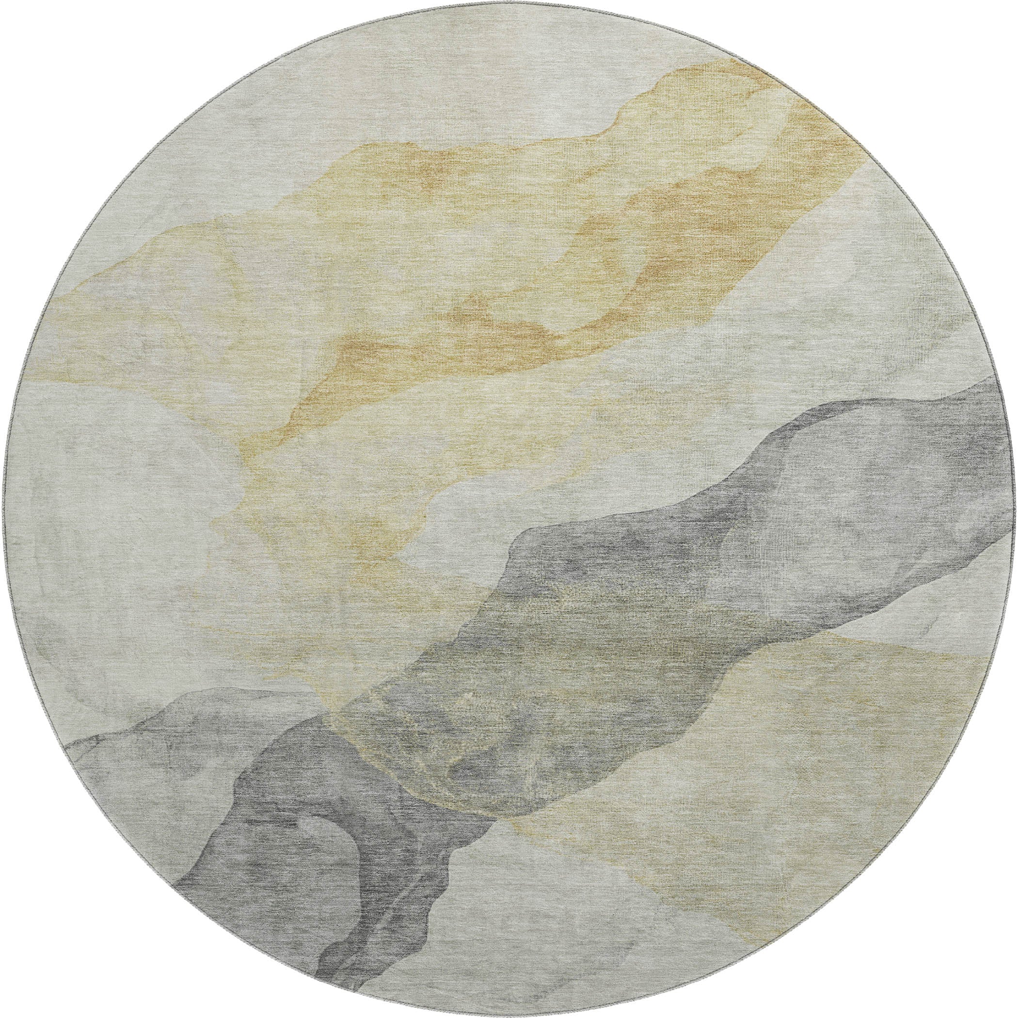 Rome Machine Washable Transitional Beige Brown Rug 8' x 8' #shape_Round