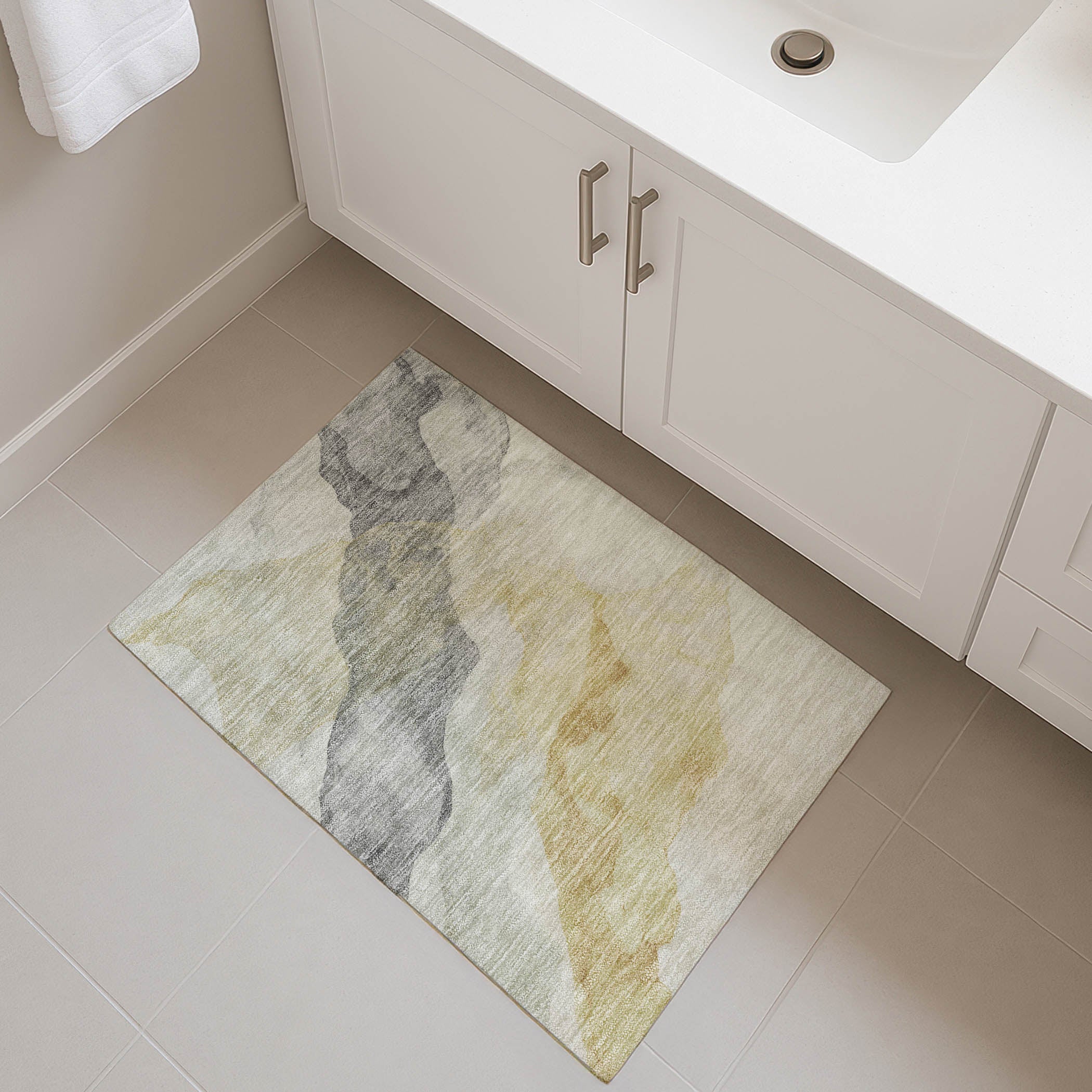 Rome Machine Washable Transitional Beige Brown Rug 1'8" x 2'6" #shape_Rectangle