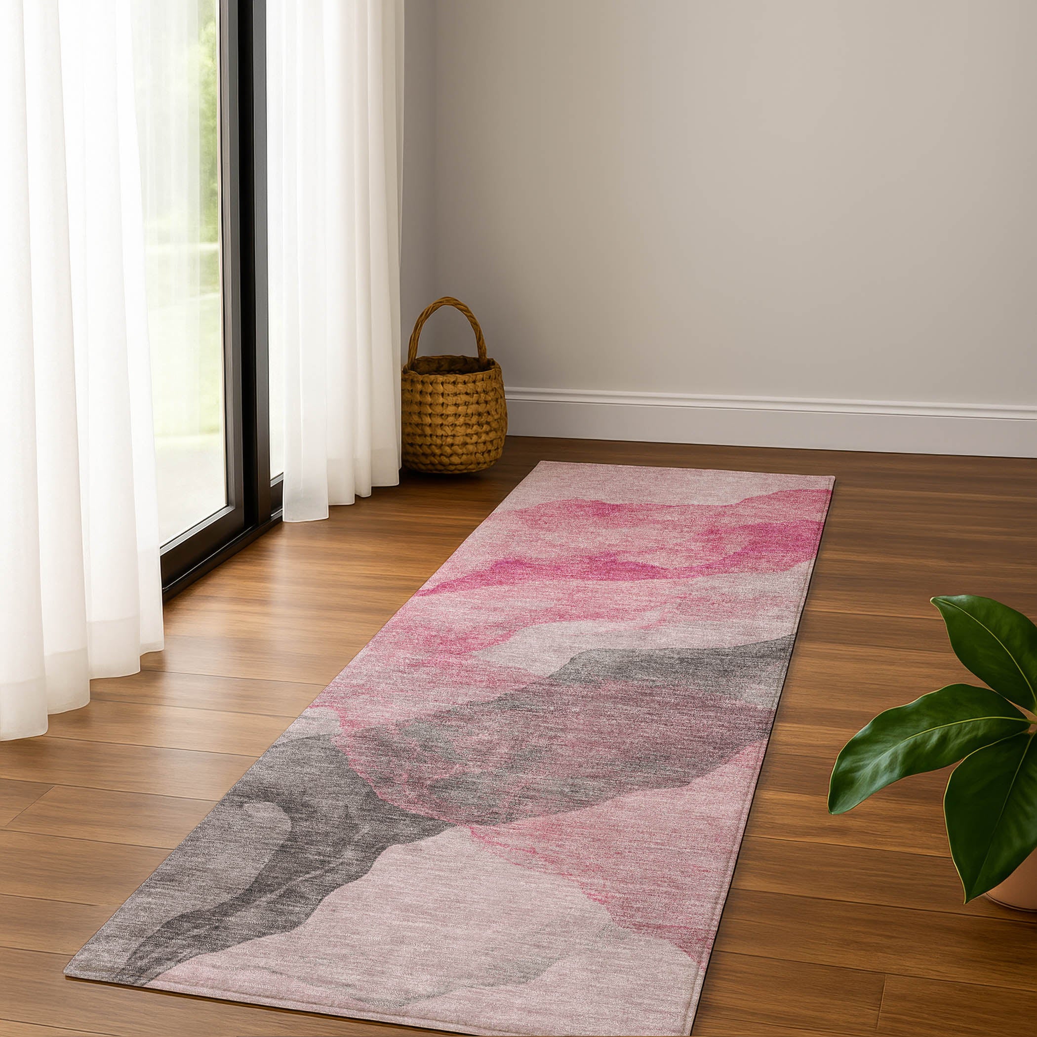 Rome Machine Washable Transitional Blush Pink Rug 2'3" x 7'6" #shape_Runner