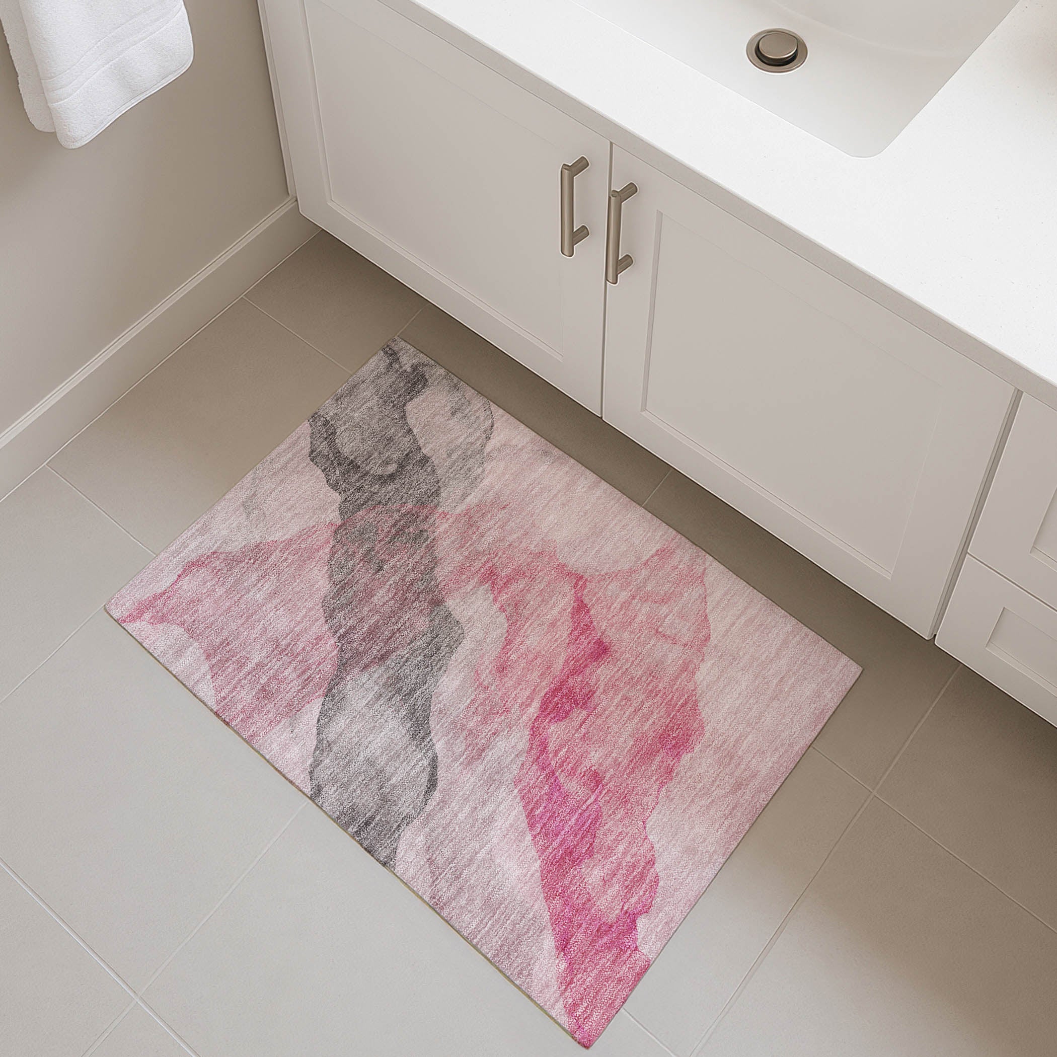 Rome Machine Washable Transitional Blush Pink Rug 1'8" x 2'6" #shape_Rectangle