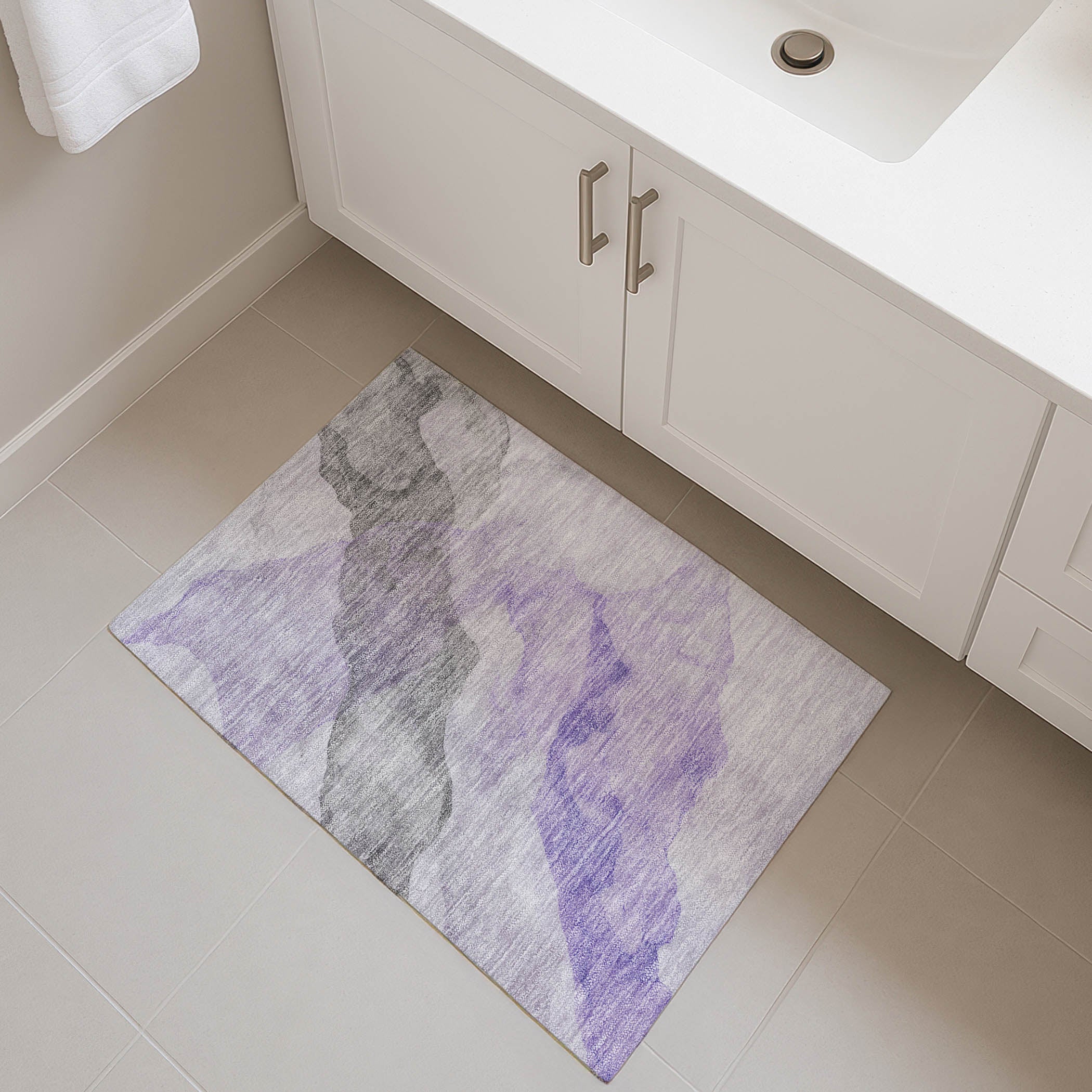 Rome Machine Washable Transitional Lavender Purple Rug 1'8" x 2'6" #shape_Rectangle