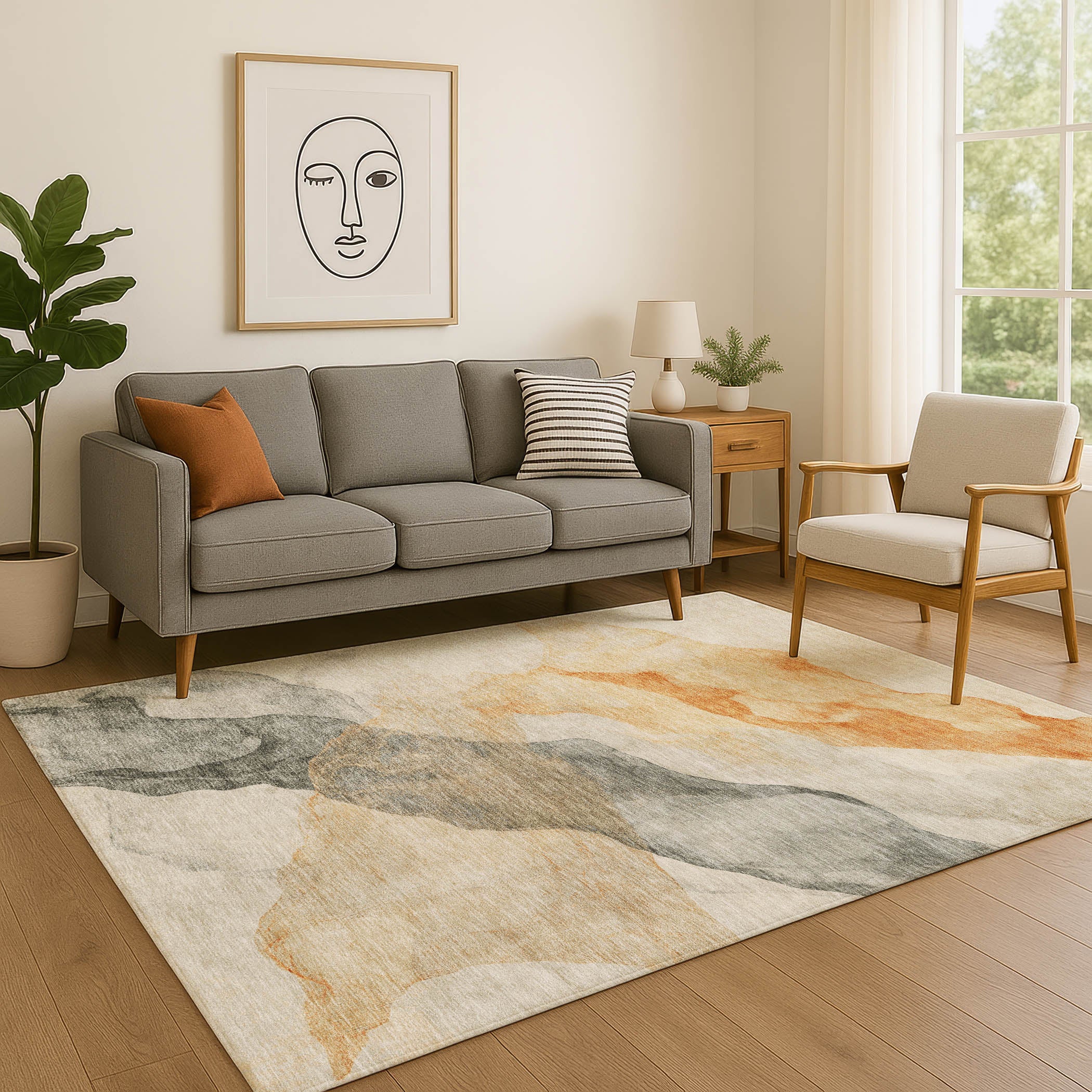 Rome Machine Washable Transitional Orange Rug 2'6" x 3'10" #shape_Rectangle