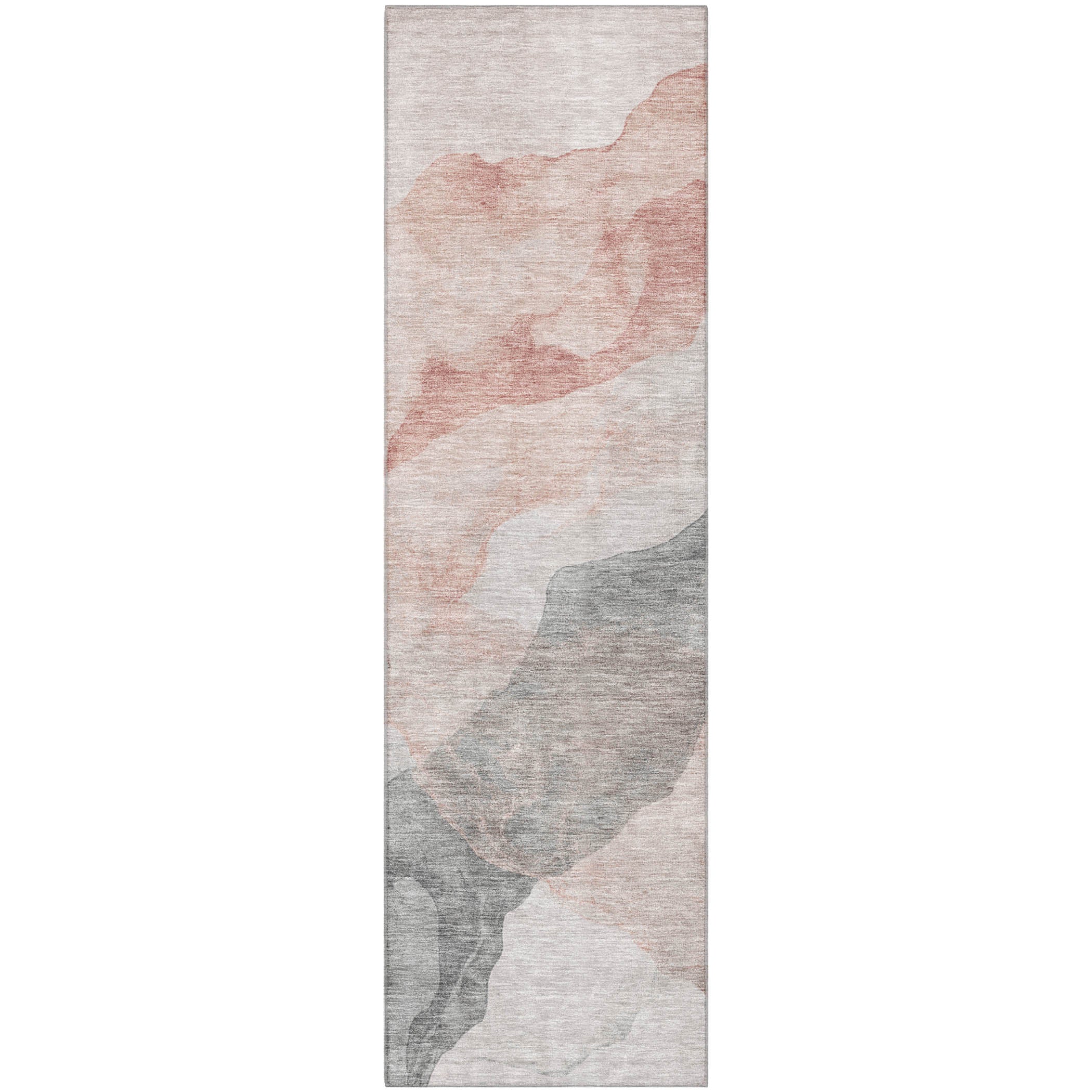 Rome Machine Washable Transitional Salmon Orange Rug 2'3" x 7'6" #shape_Runner