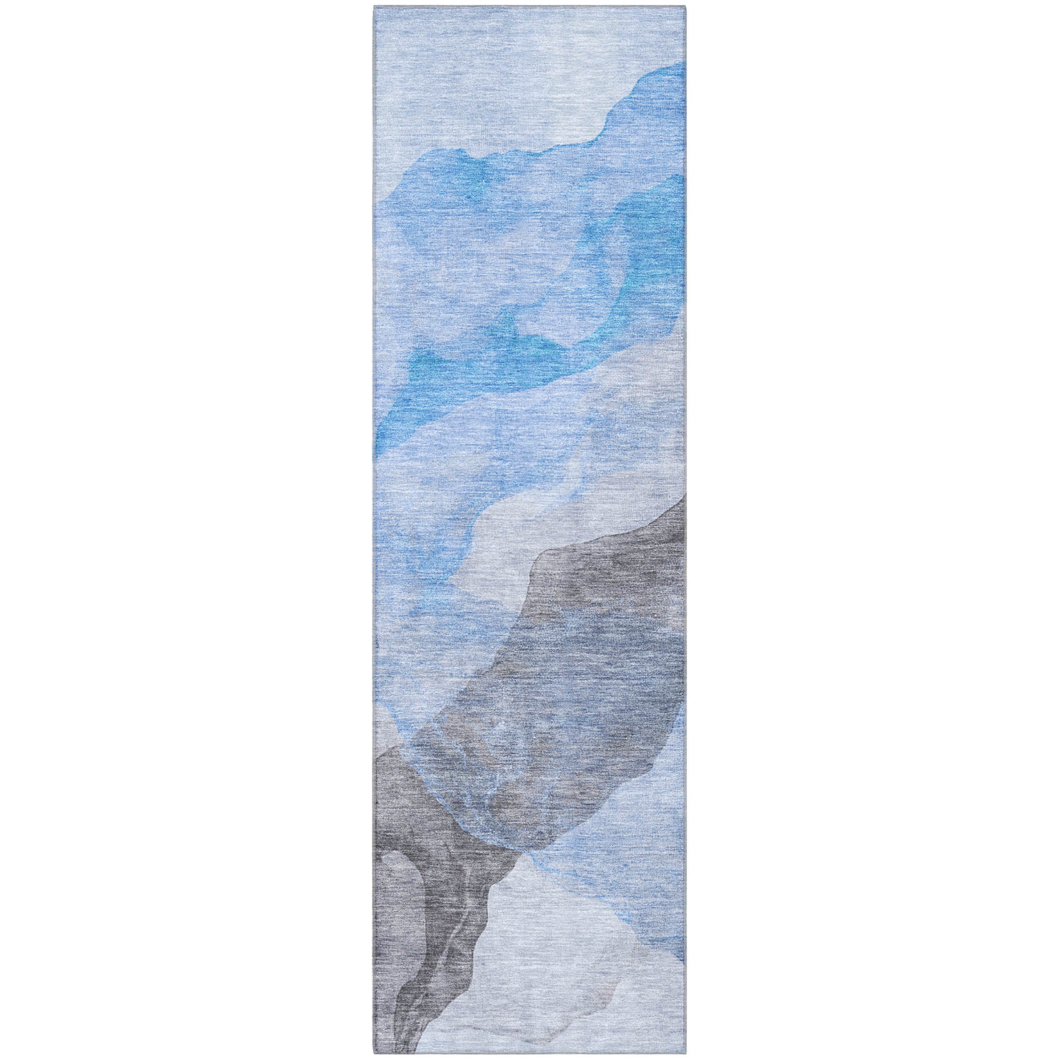 Rome Machine Washable Transitional Sky Blue Rug 2'3" x 7'6" #shape_Runner