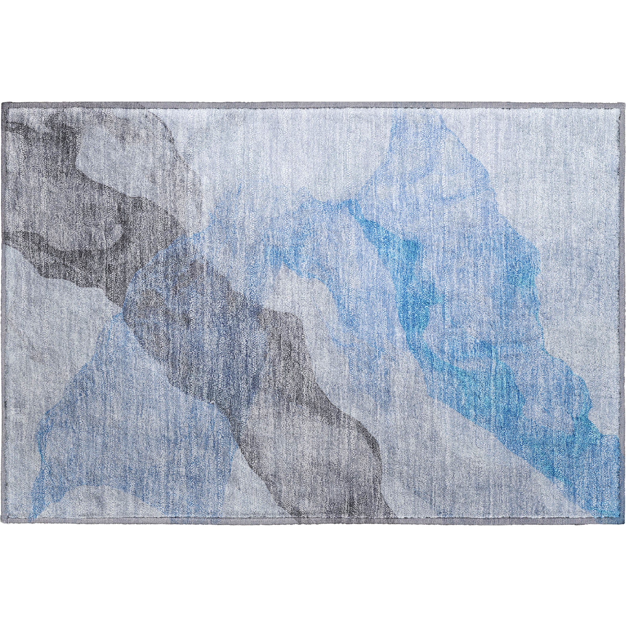 Rome Machine Washable Transitional Sky Blue Rug 1'8" x 2'6" #shape_Rectangle