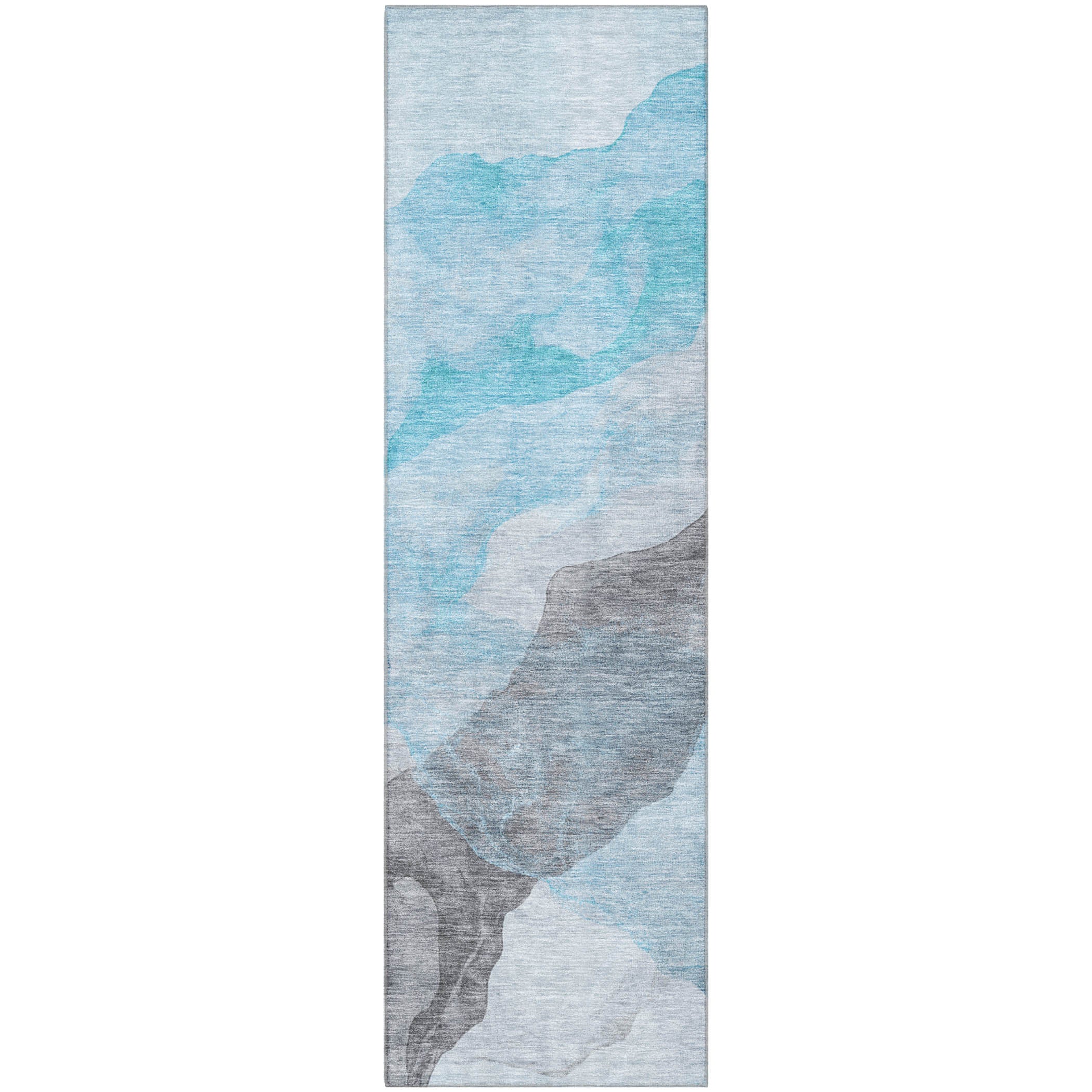 Rome Machine Washable Transitional Teal Rug 2'3" x 7'6" #shape_Runner