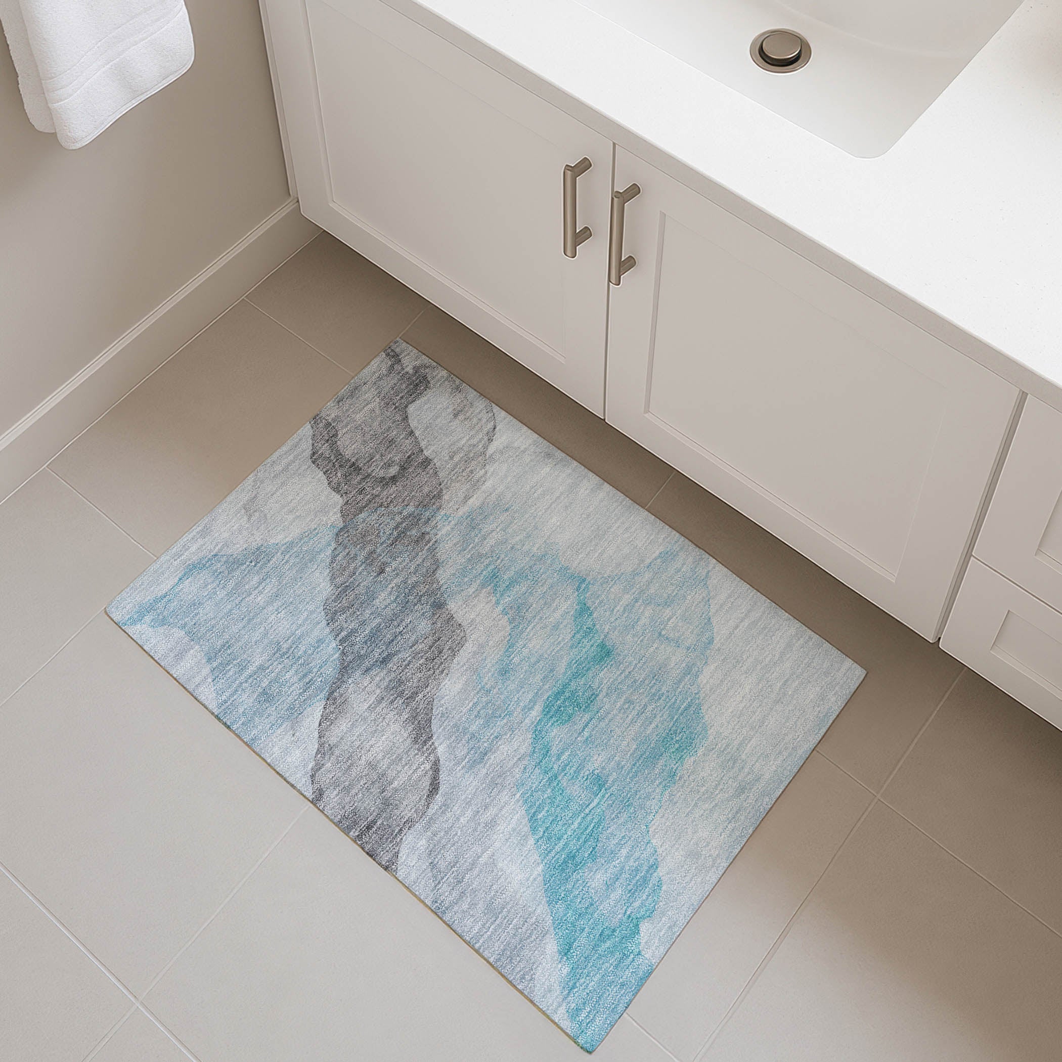 Rome Machine Washable Transitional Teal Rug 1'8" x 2'6" #shape_Rectangle