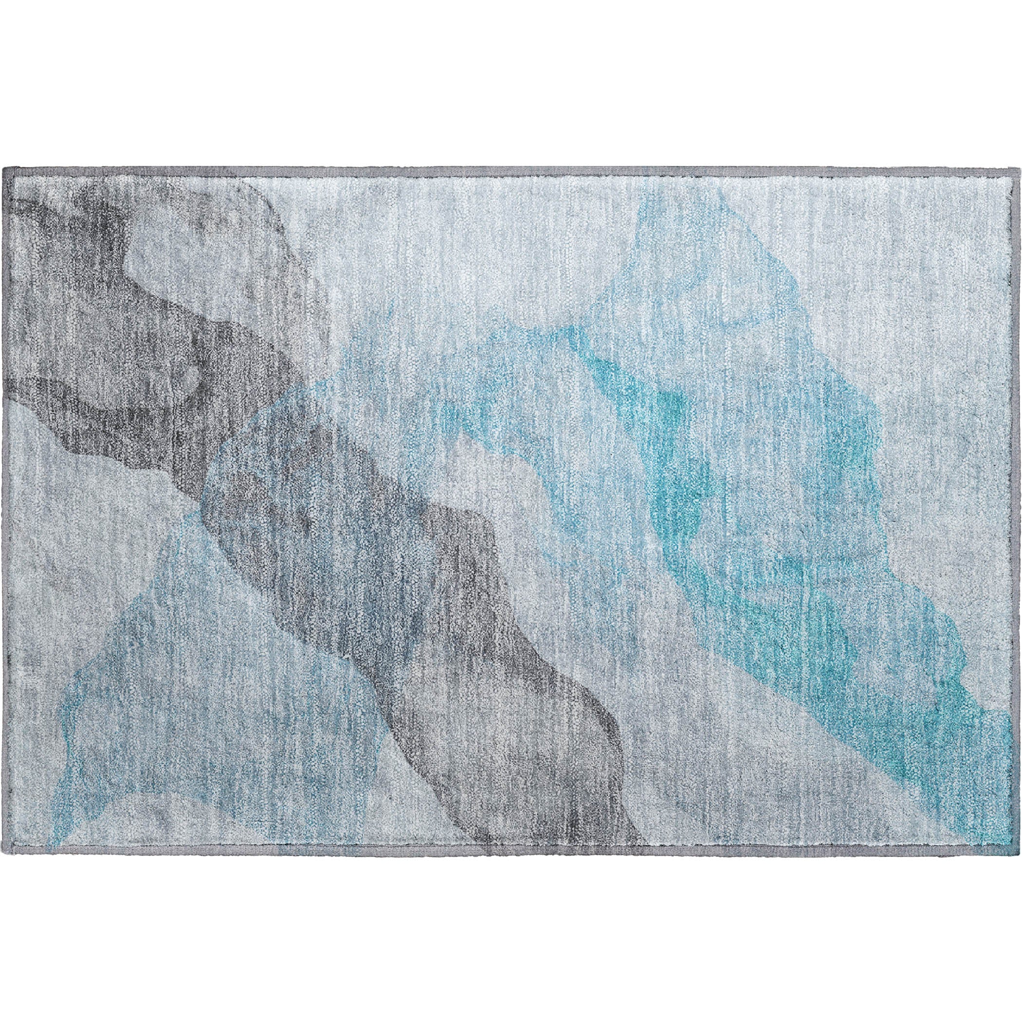 Rome Machine Washable Transitional Teal Rug 1'8" x 2'6" #shape_Rectangle