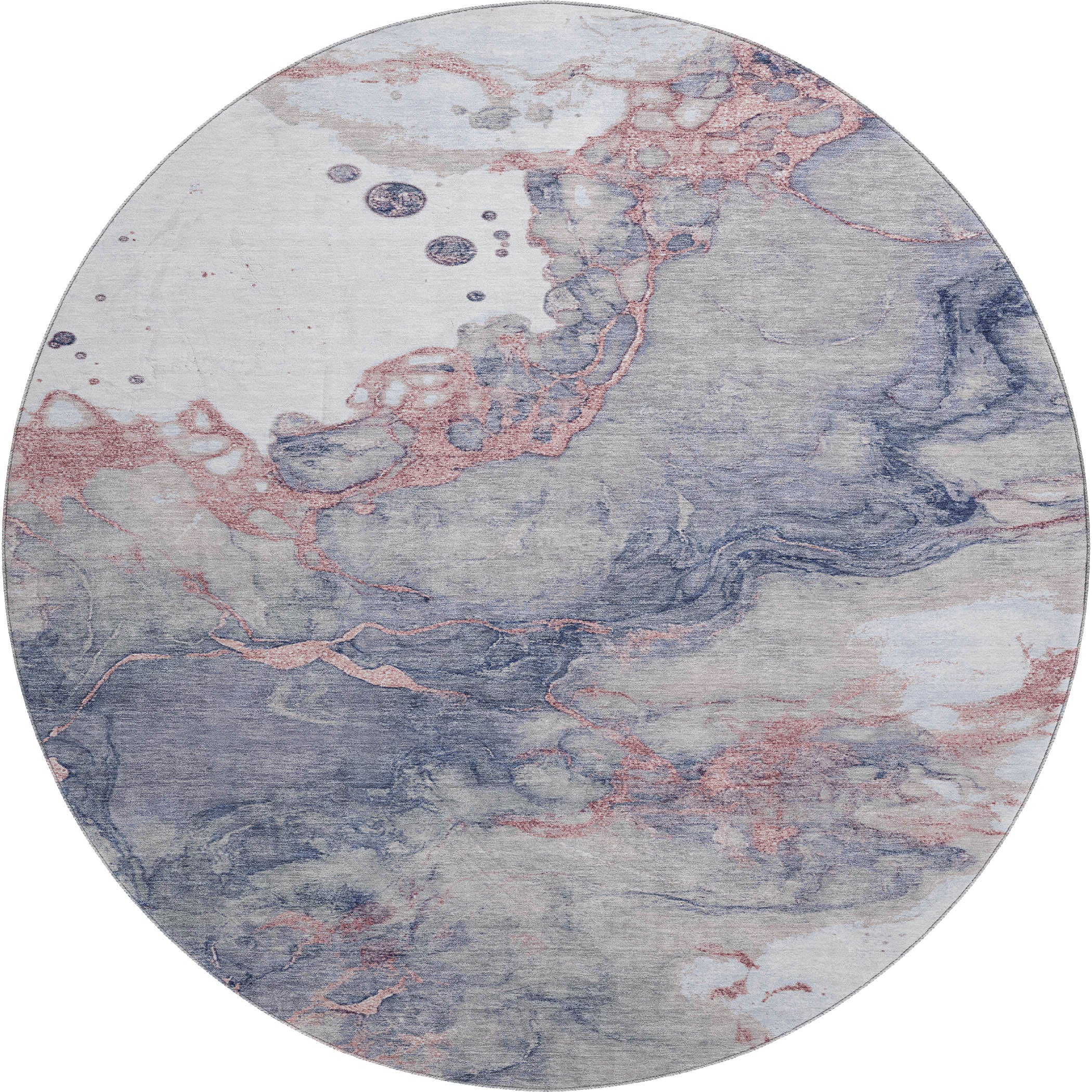 Porto Machine Washable Transitional Blush Pink Rug 8' x 8' #shape_Round