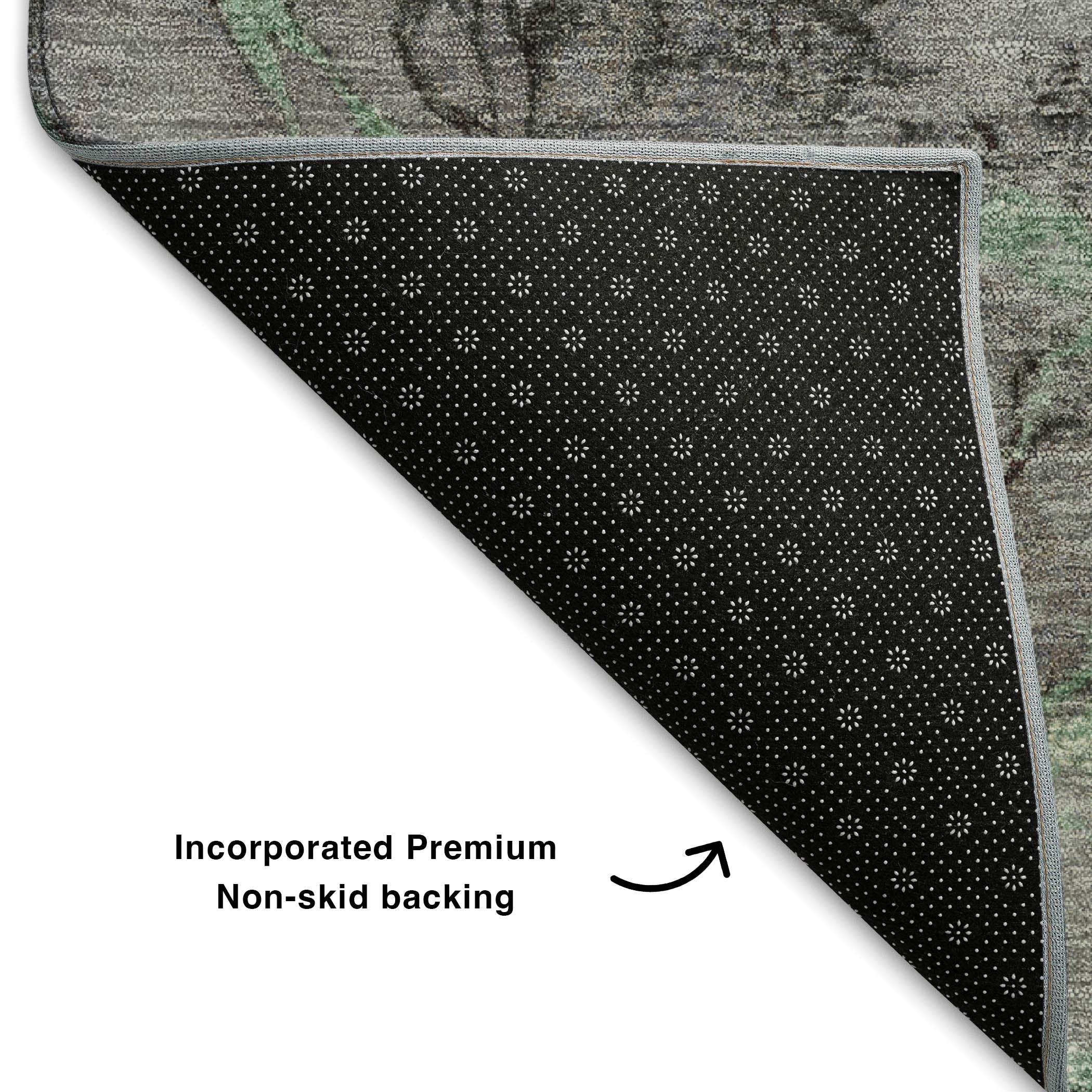 Porto Machine Washable Transitional Green Rug 1'8" x 2'6" #shape_Rectangle