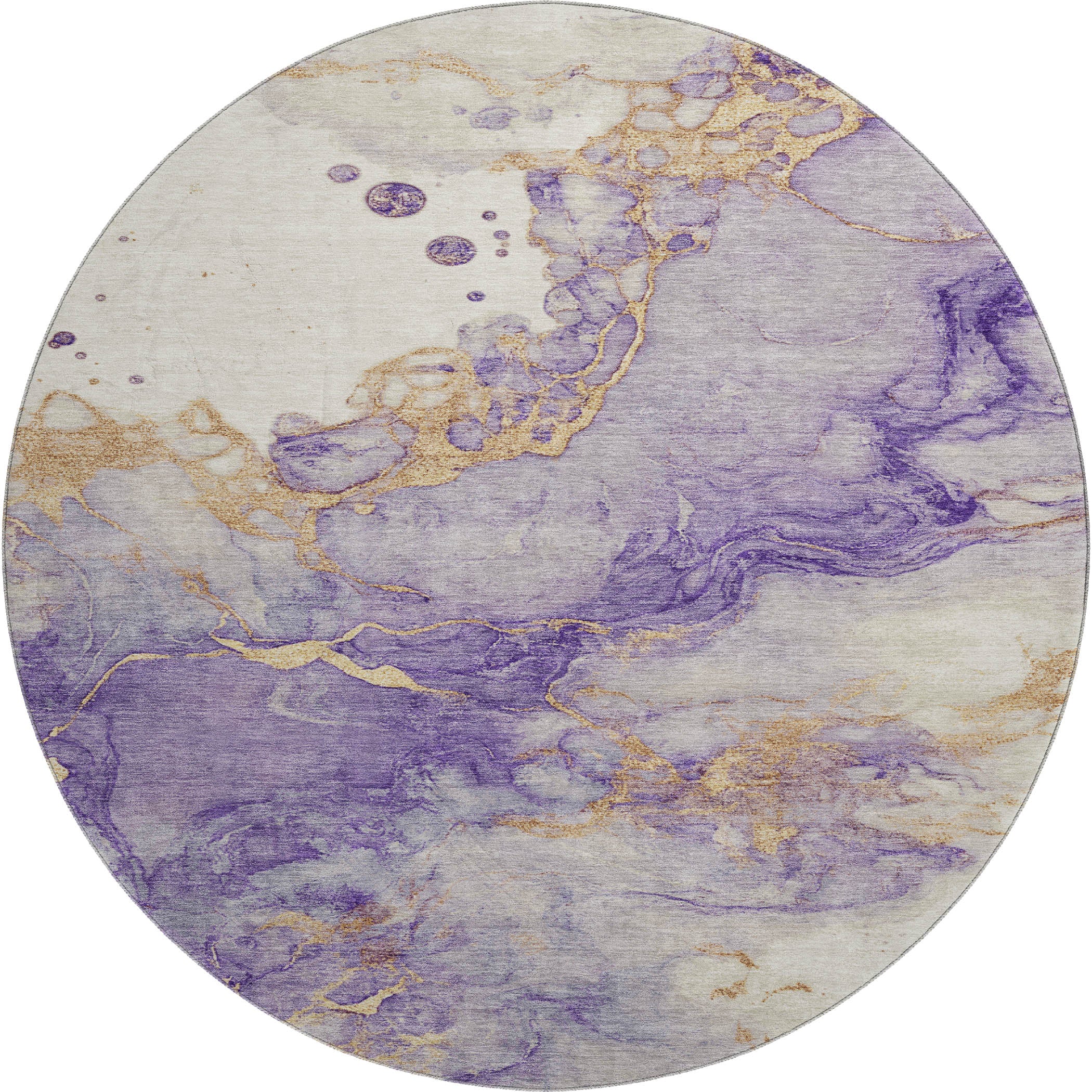 Porto Machine Washable Transitional Purple Rug 8' x 8' #shape_Round