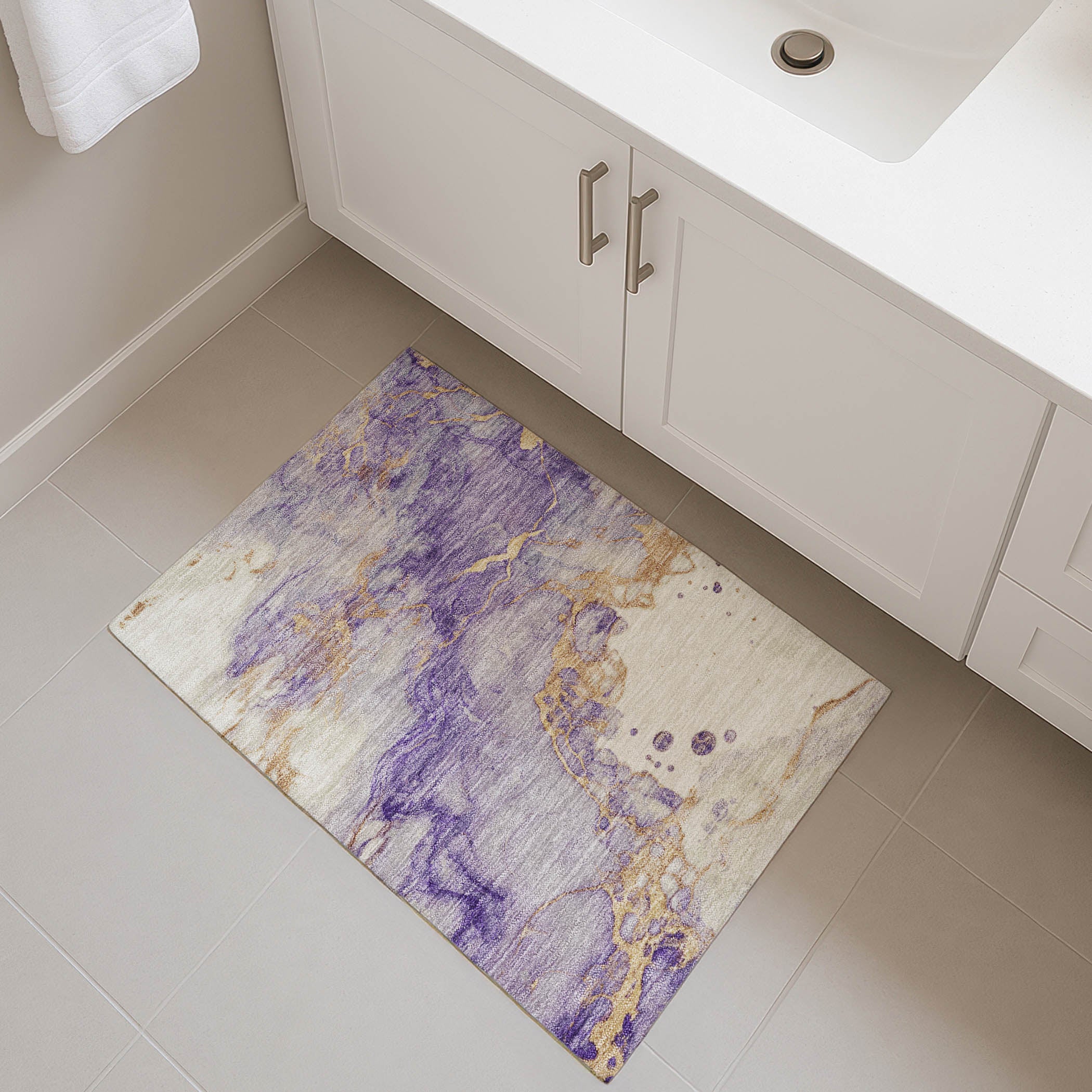 Porto Machine Washable Transitional Purple Rug 1'8" x 2'6" #shape_Rectangle