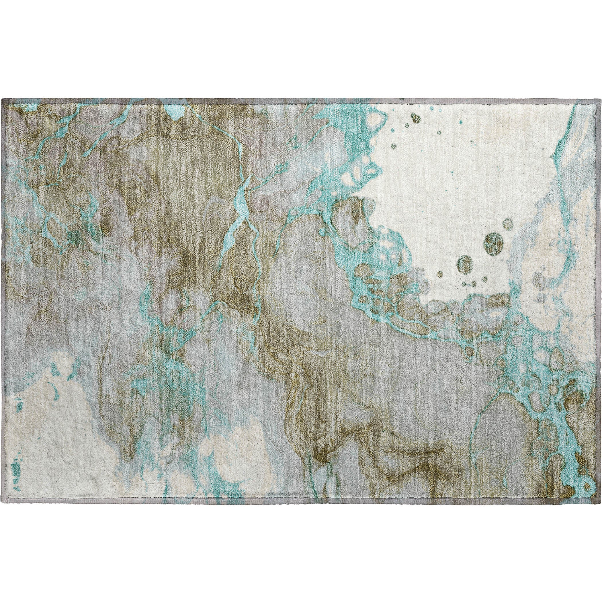 Porto Machine Washable Transitional Teal Rug 1'8" x 2'6" #shape_Rectangle