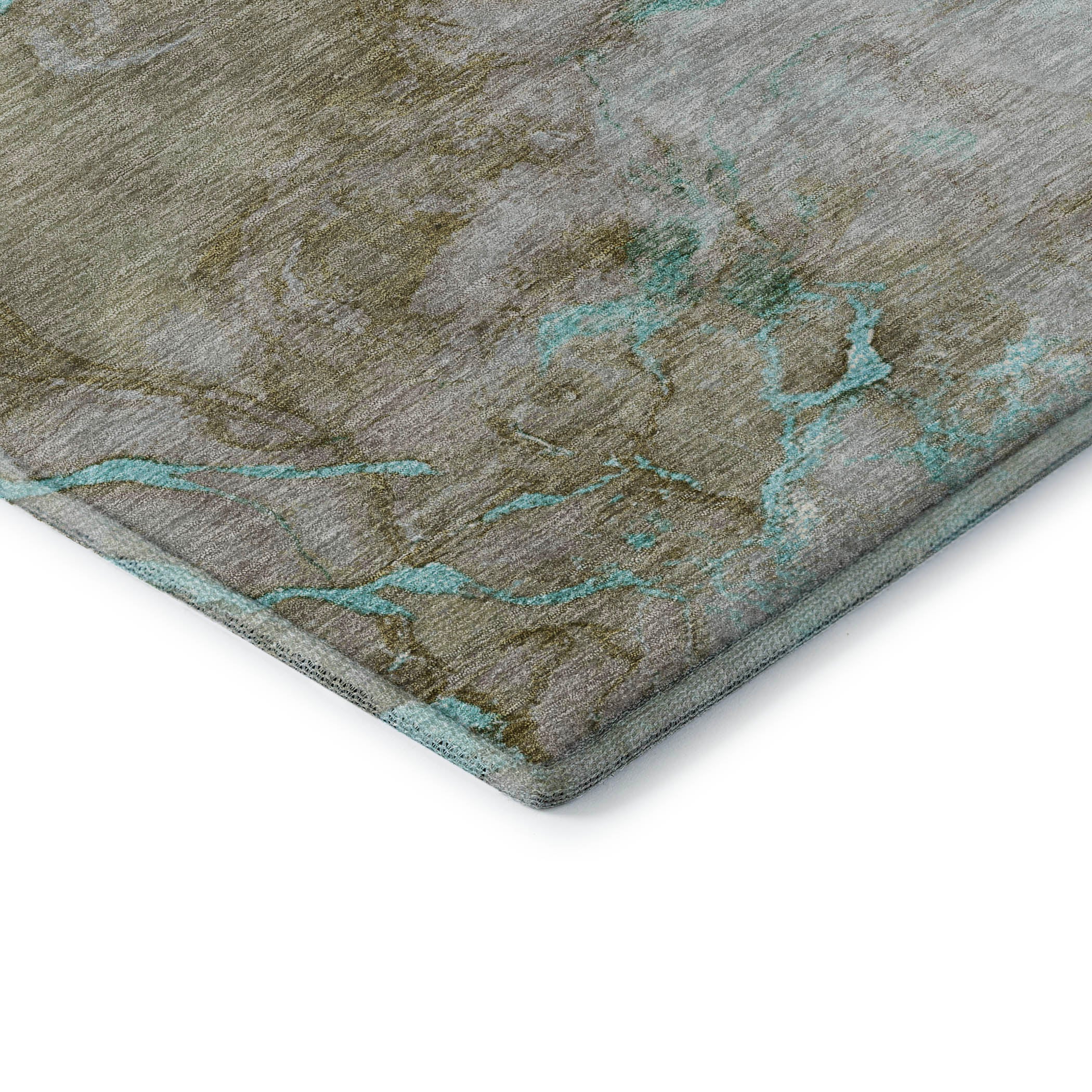 Porto Machine Washable Transitional Teal Rug 1'8" x 2'6" #shape_Rectangle