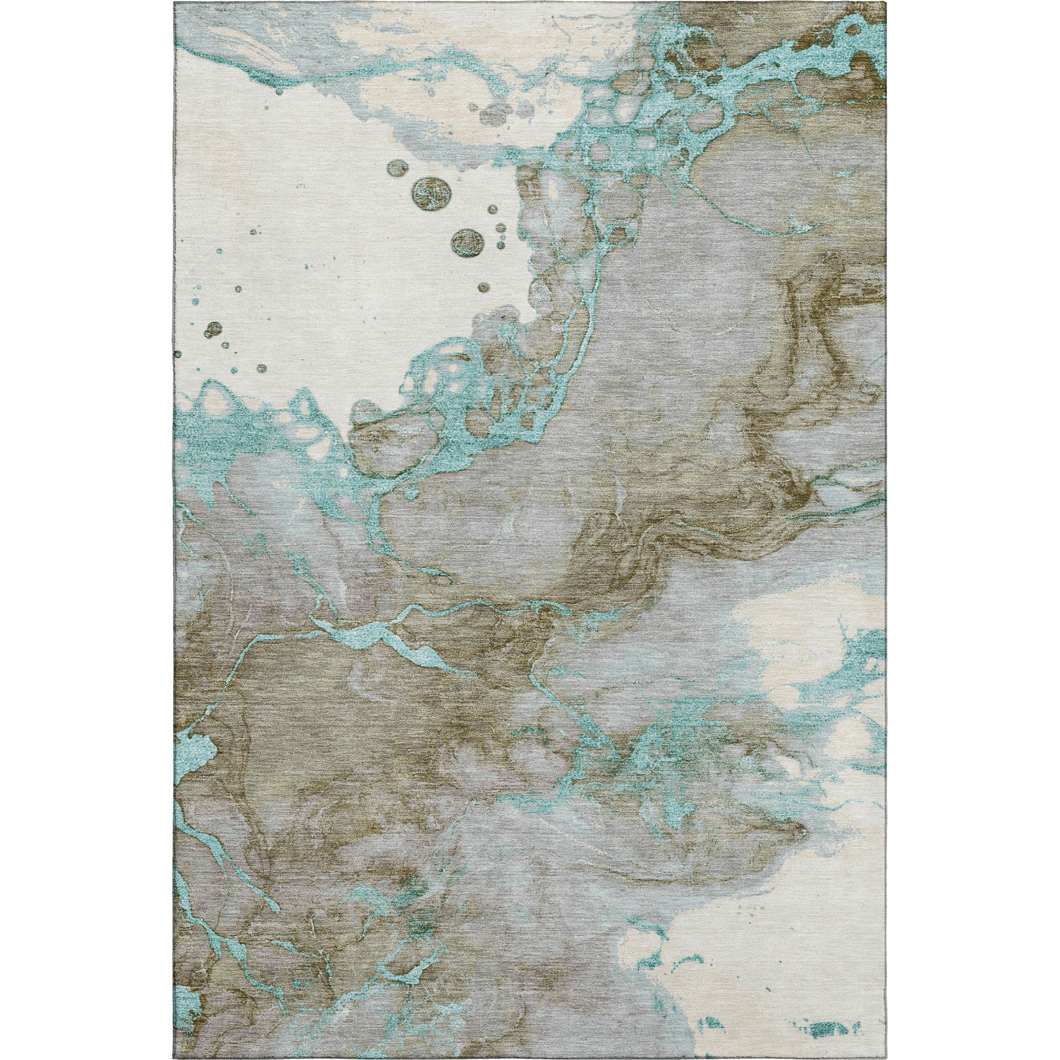 Porto Machine Washable Transitional Teal Rug 2'6" x 3'10" #shape_Rectangle