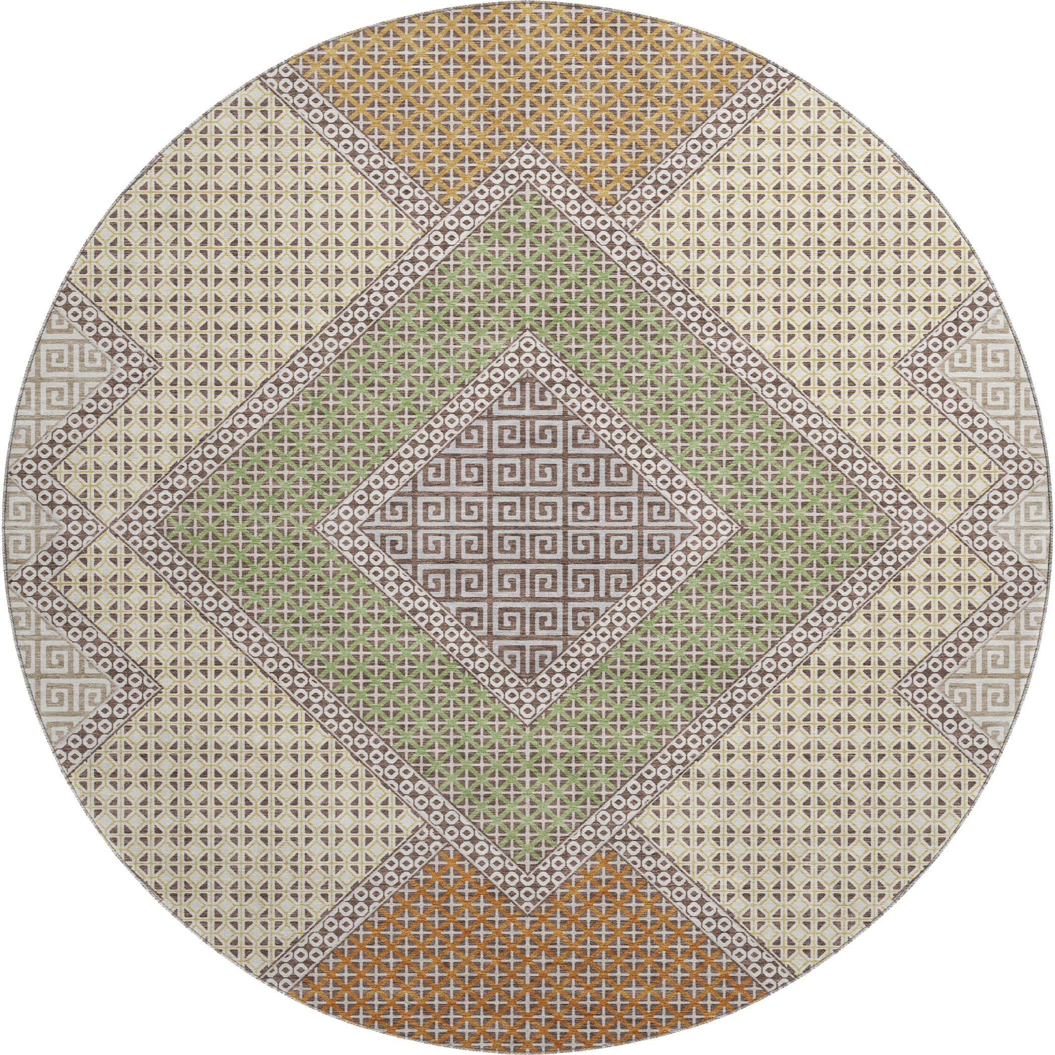 Sintra Machine Washable Transitional Brown Rug 8' x 8' #shape_Round