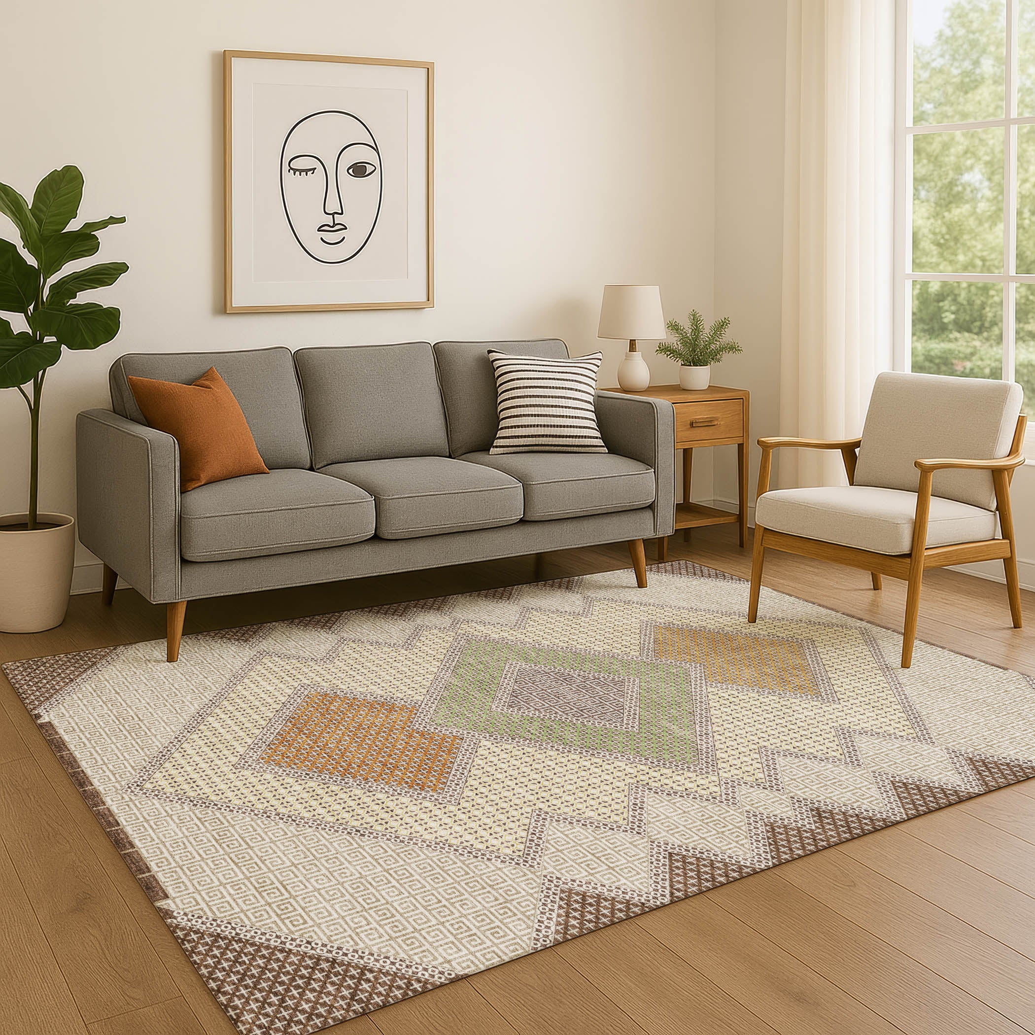 Sintra Machine Washable Transitional Brown Rug 2'6" x 3'10" #shape_Rectangle