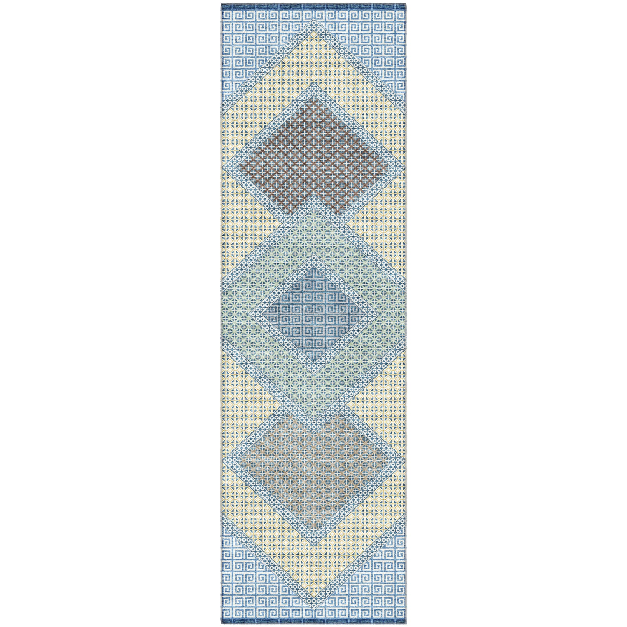 Sintra Machine Washable Transitional Denim Blue Rug 2'3" x 7'6" #shape_Runner
