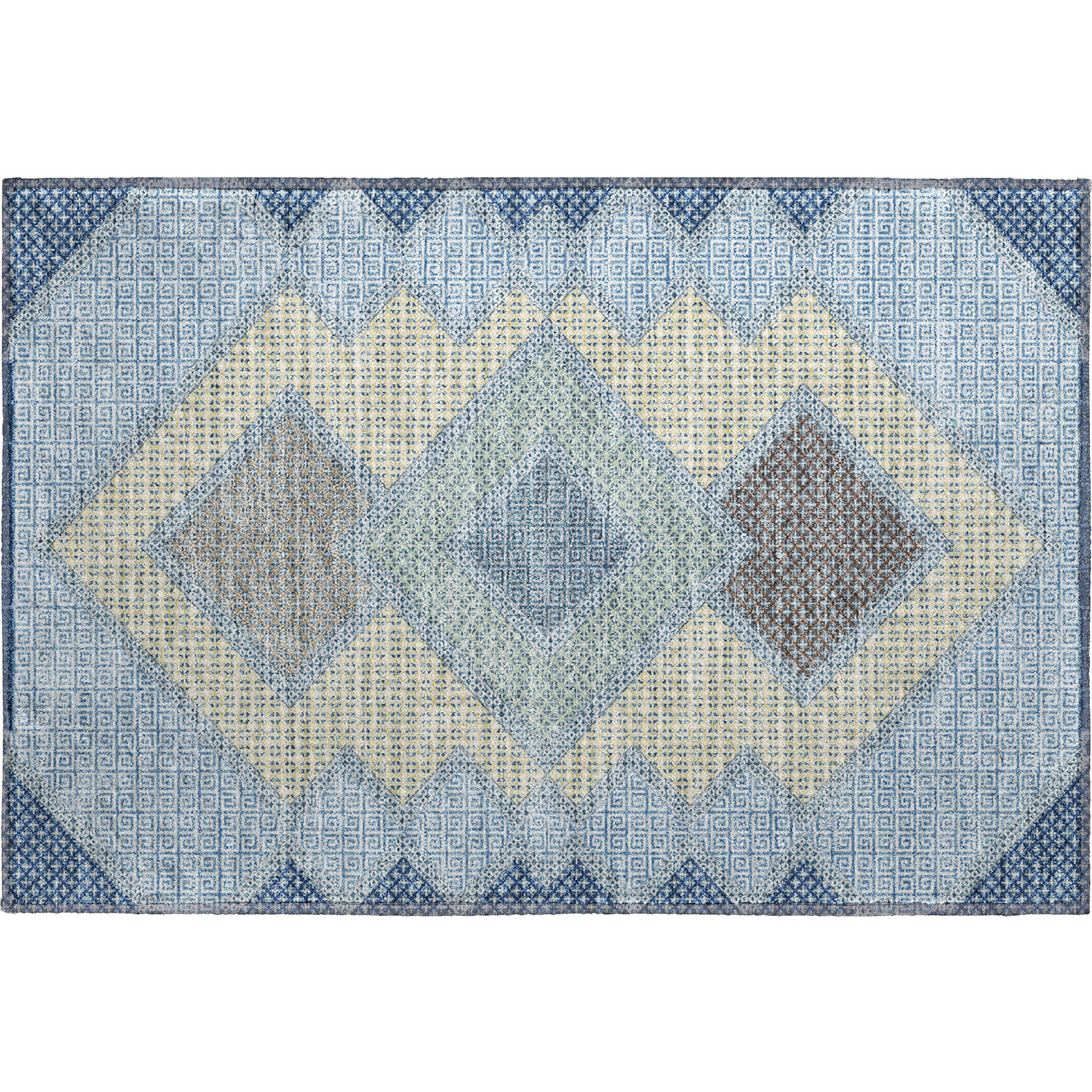 Sintra Machine Washable Transitional Denim Blue Rug 1'8" x 2'6" #shape_Rectangle