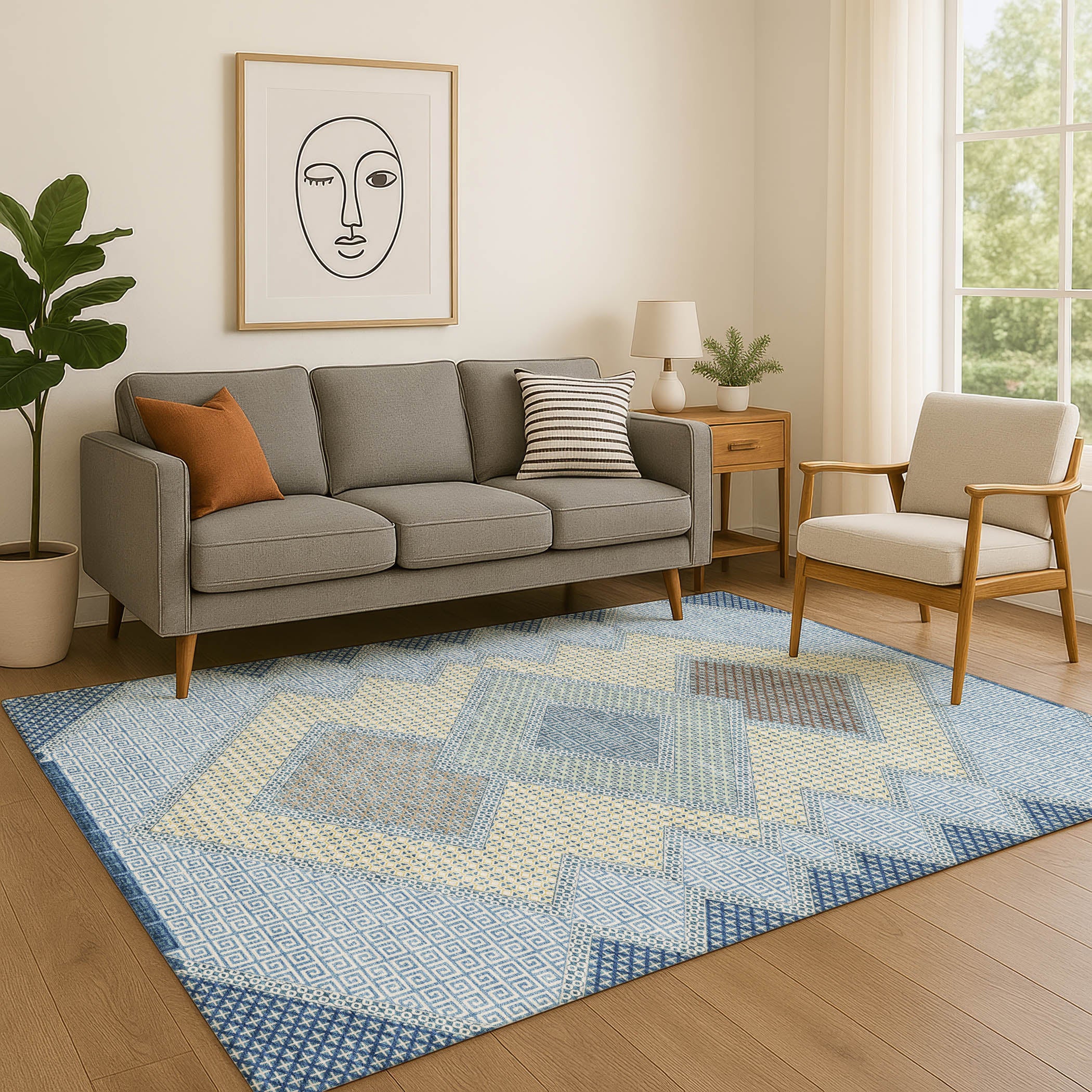 Sintra Machine Washable Transitional Denim Blue Rug 2'6" x 3'10" #shape_Rectangle