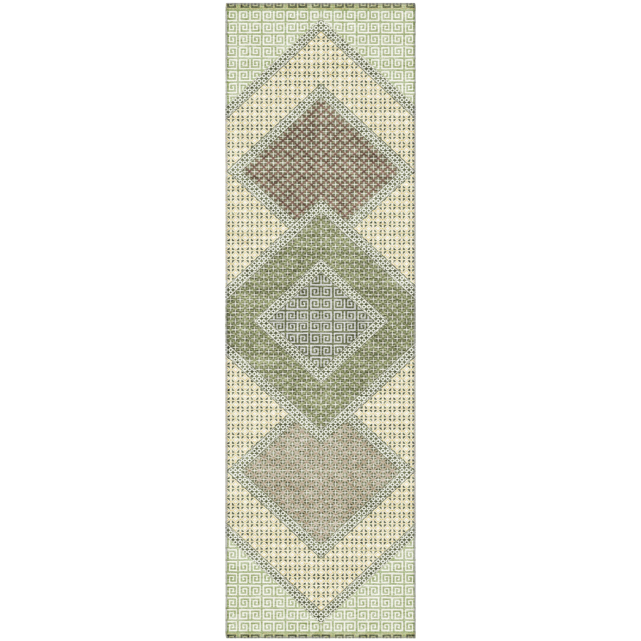 Sintra Machine Washable Transitional Green Rug 2'3" x 7'6" #shape_Runner