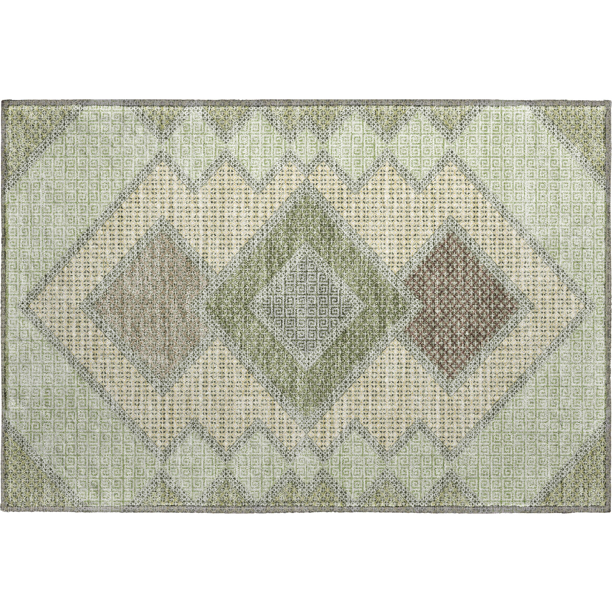 Sintra Machine Washable Transitional Green Rug 1'8" x 2'6" #shape_Rectangle
