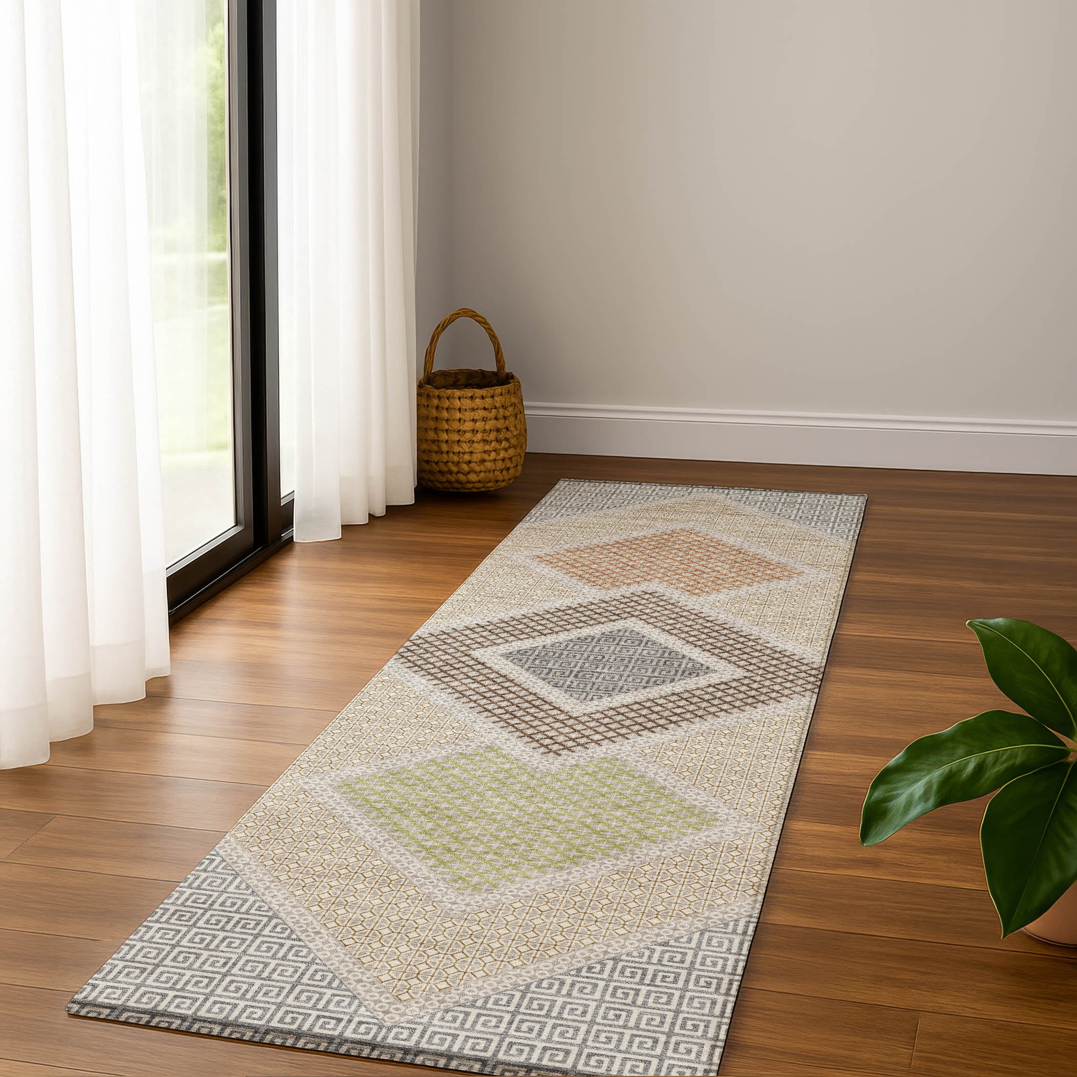 Sintra Machine Washable Transitional Pewter Gray Rug 2'3" x 7'6" #shape_Runner