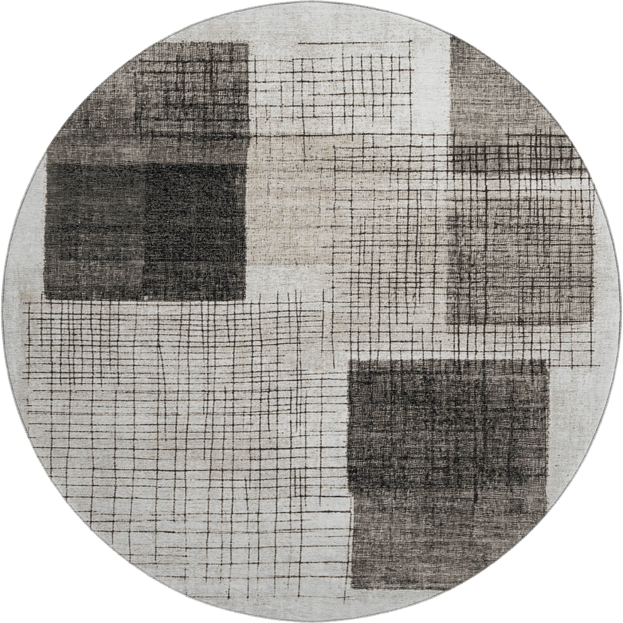 Bern Machine Washable Transitional Ivory Rug 8' x 8' #shape_Round