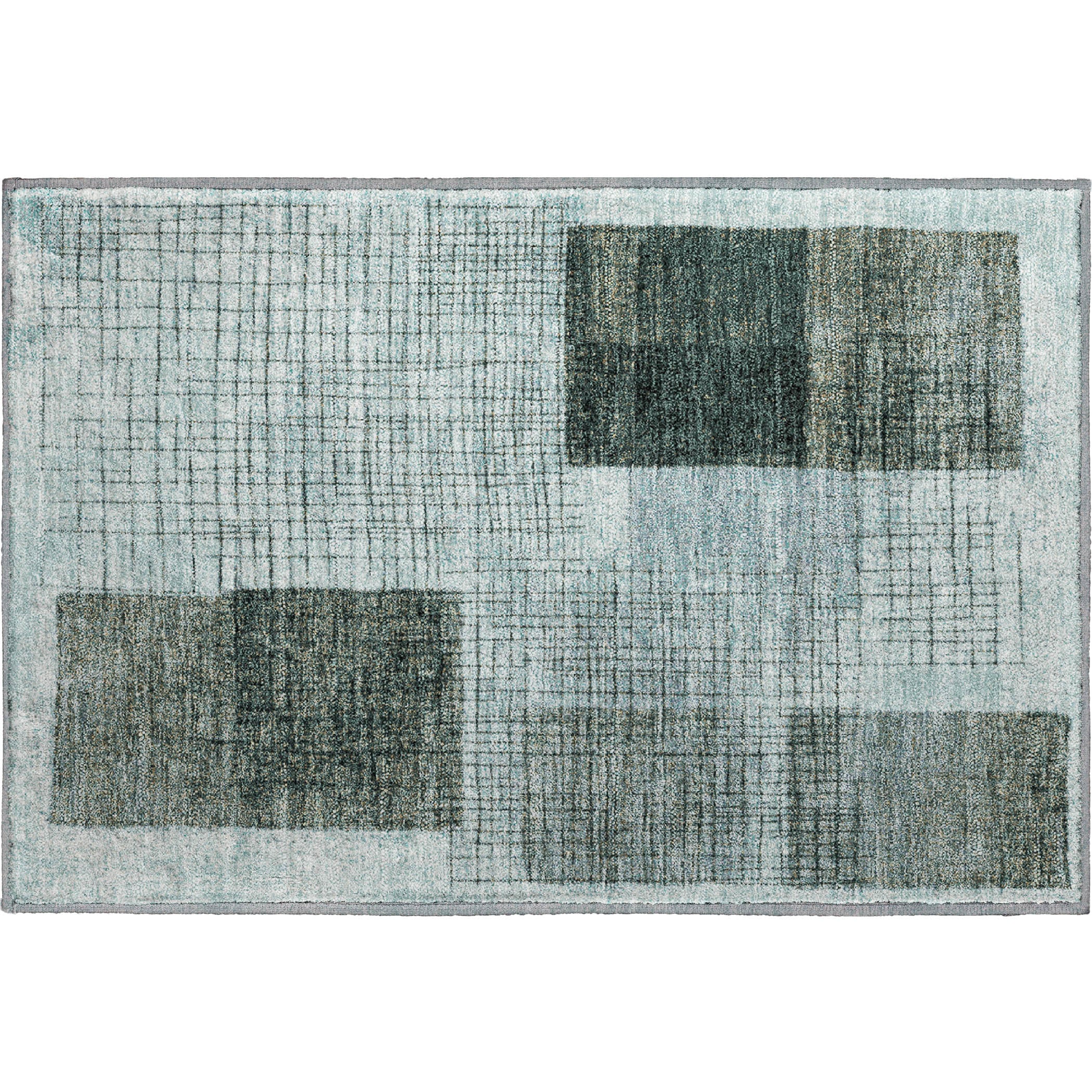 Bern Machine Washable Transitional Teal Rug 1'8" x 2'6" #shape_Rectangle