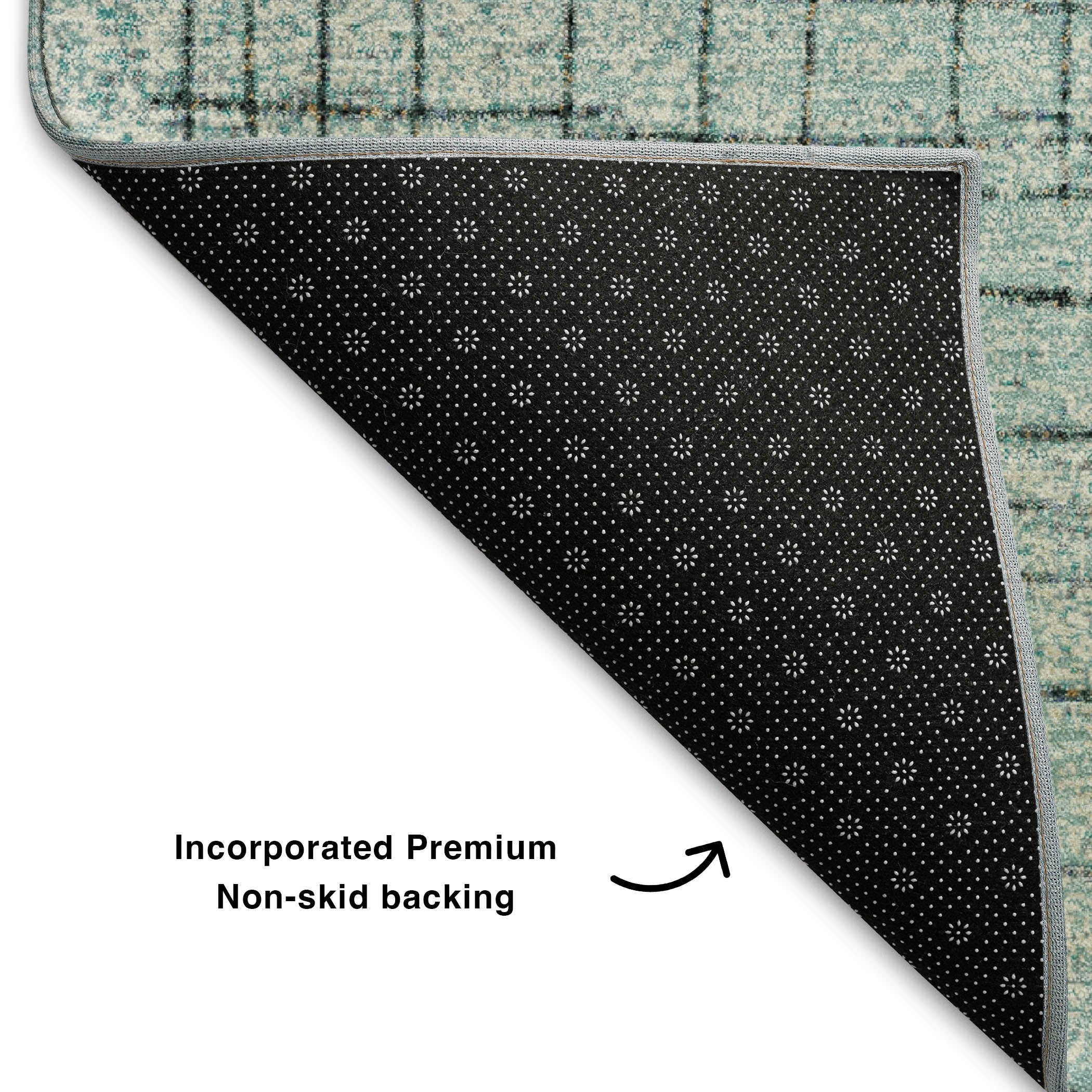 Bern Machine Washable Transitional Teal Rug 1'8" x 2'6" #shape_Rectangle