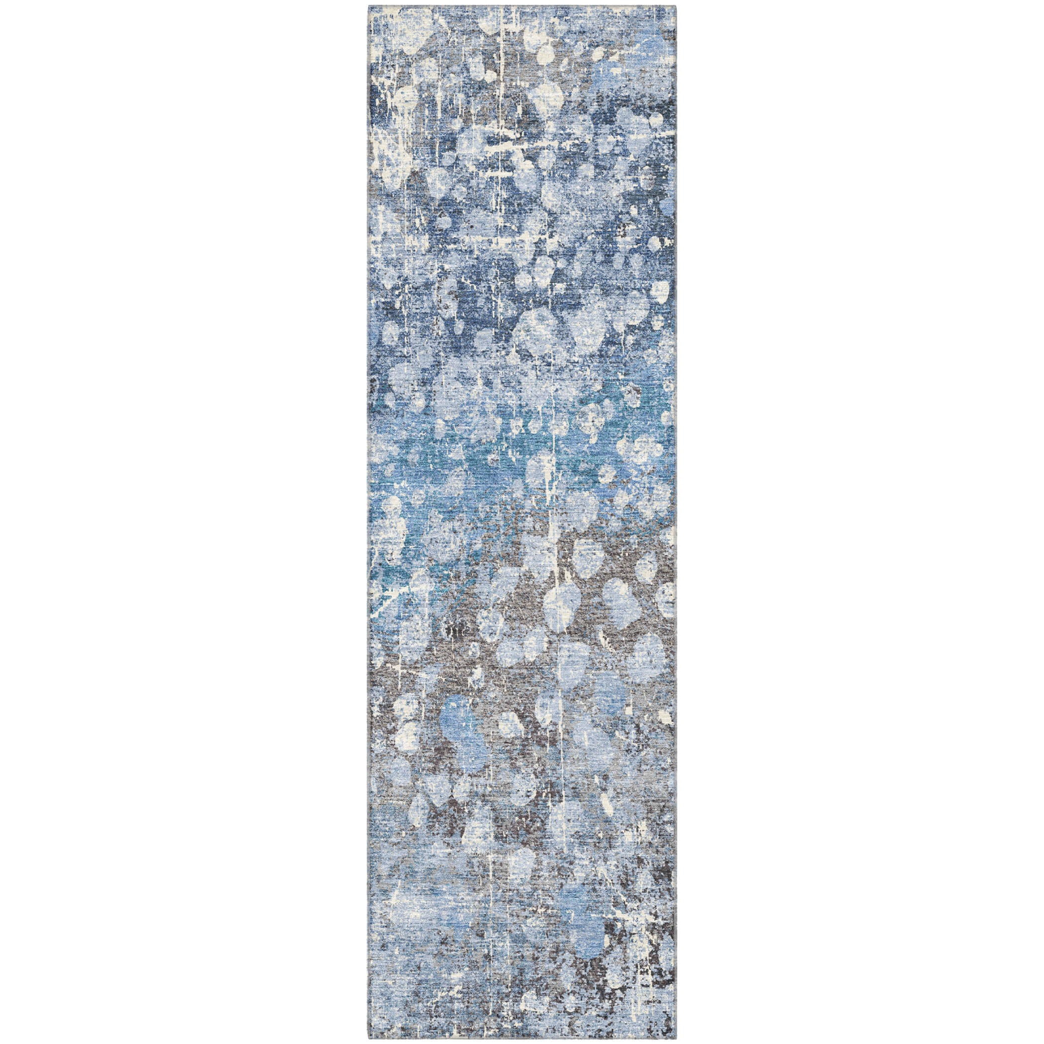 Bangkok Machine Washable Transitional Blue Rug 2'3" x 7'6" #shape_Runner