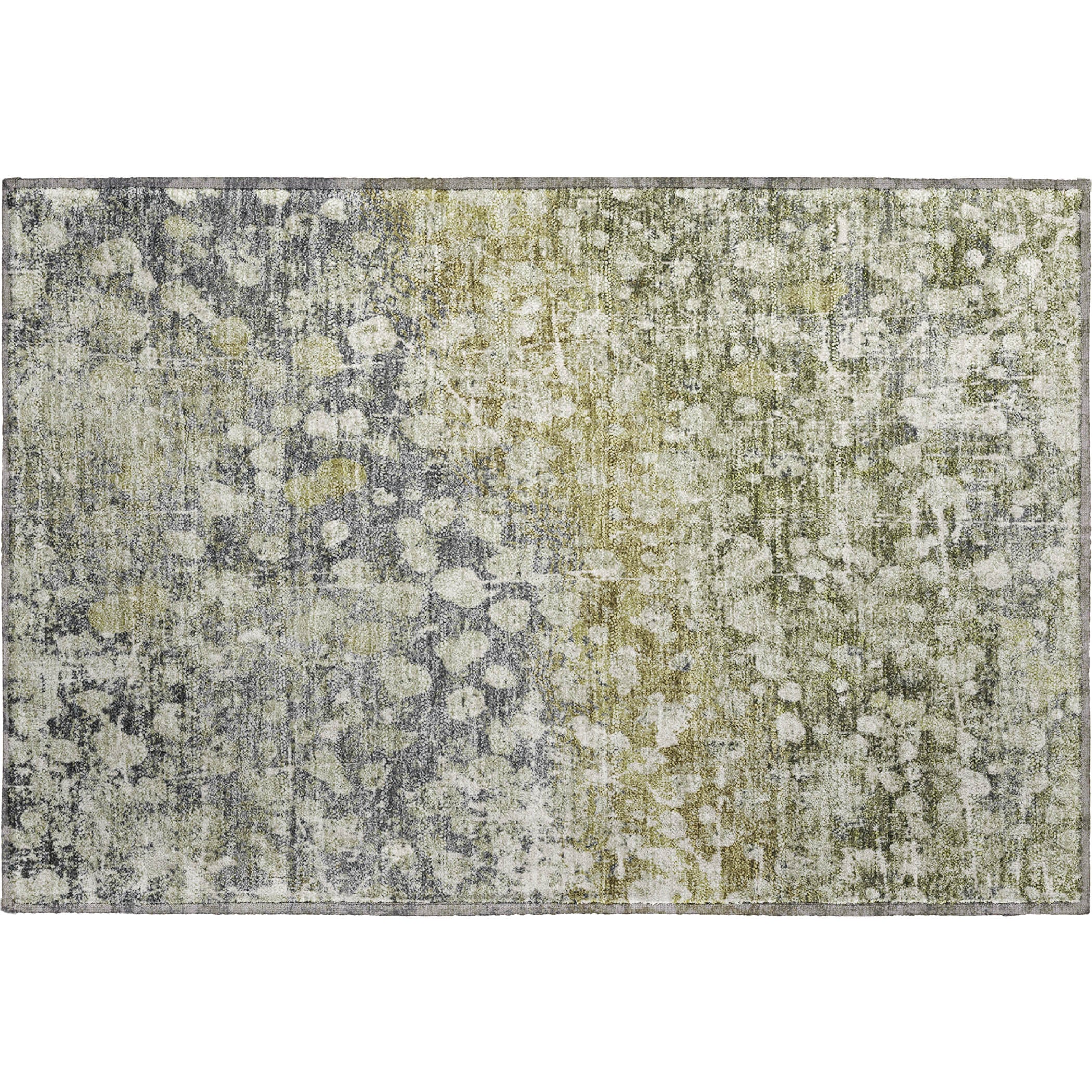 Bangkok Machine Washable Transitional Olive Green Rug 1'8" x 2'6" #shape_Rectangle