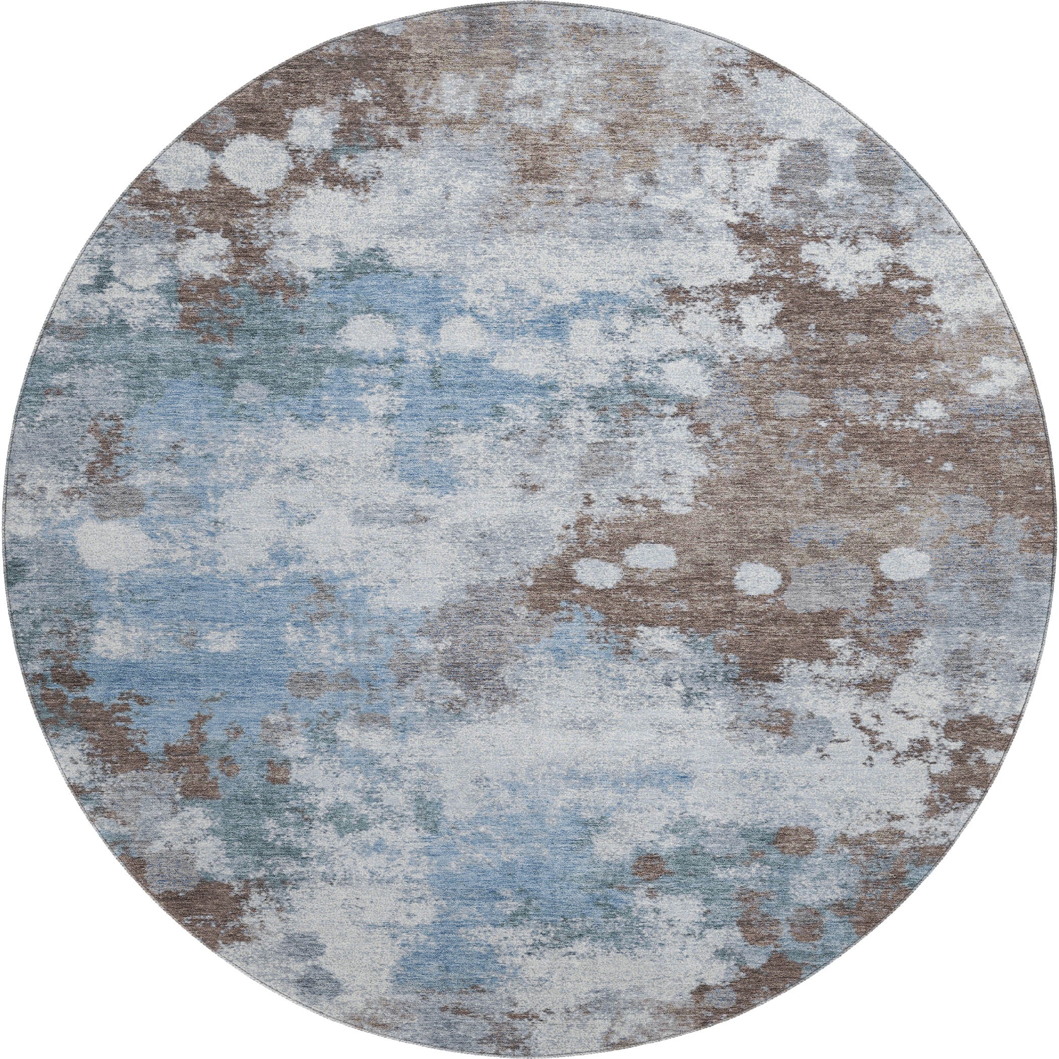 Porto Machine Washable Transitional Brown Rug 8' x 8' #shape_Round