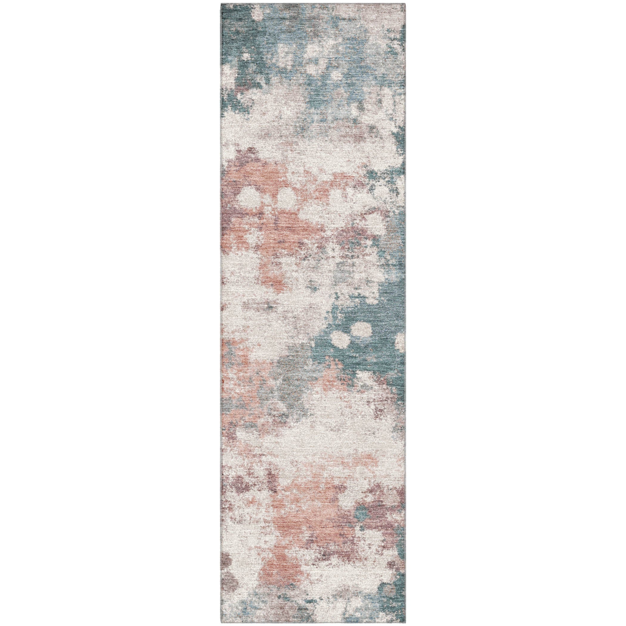 Porto Machine Washable Transitional Coral Orange Rug 2'3" x 7'6" #shape_Runner
