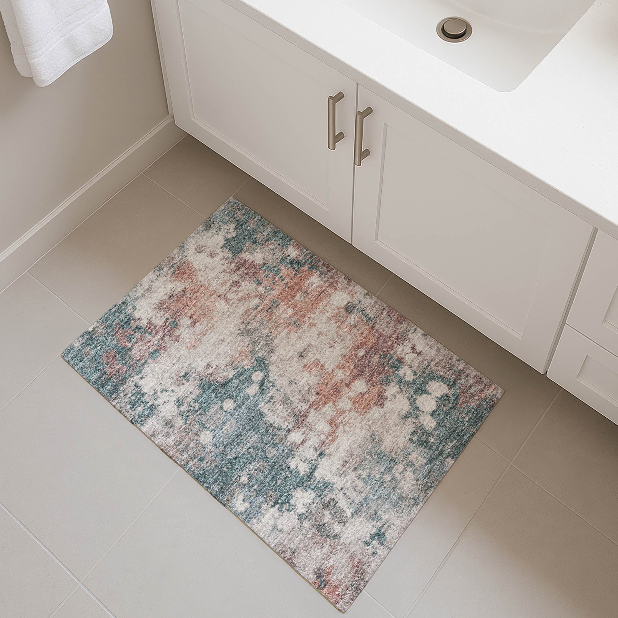 Porto Machine Washable Transitional Coral Orange Rug 1'8" x 2'6" #shape_Rectangle