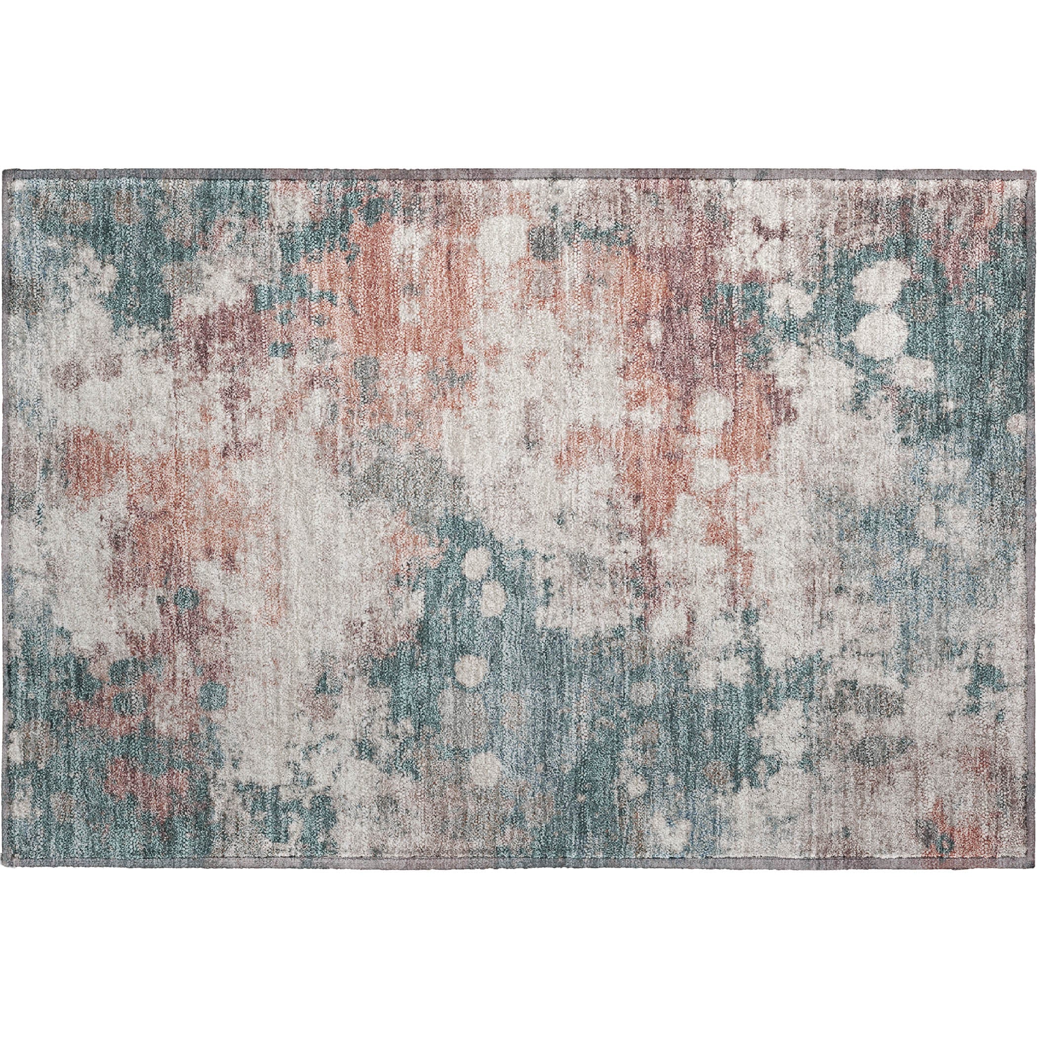 Porto Machine Washable Transitional Coral Orange Rug 1'8" x 2'6" #shape_Rectangle