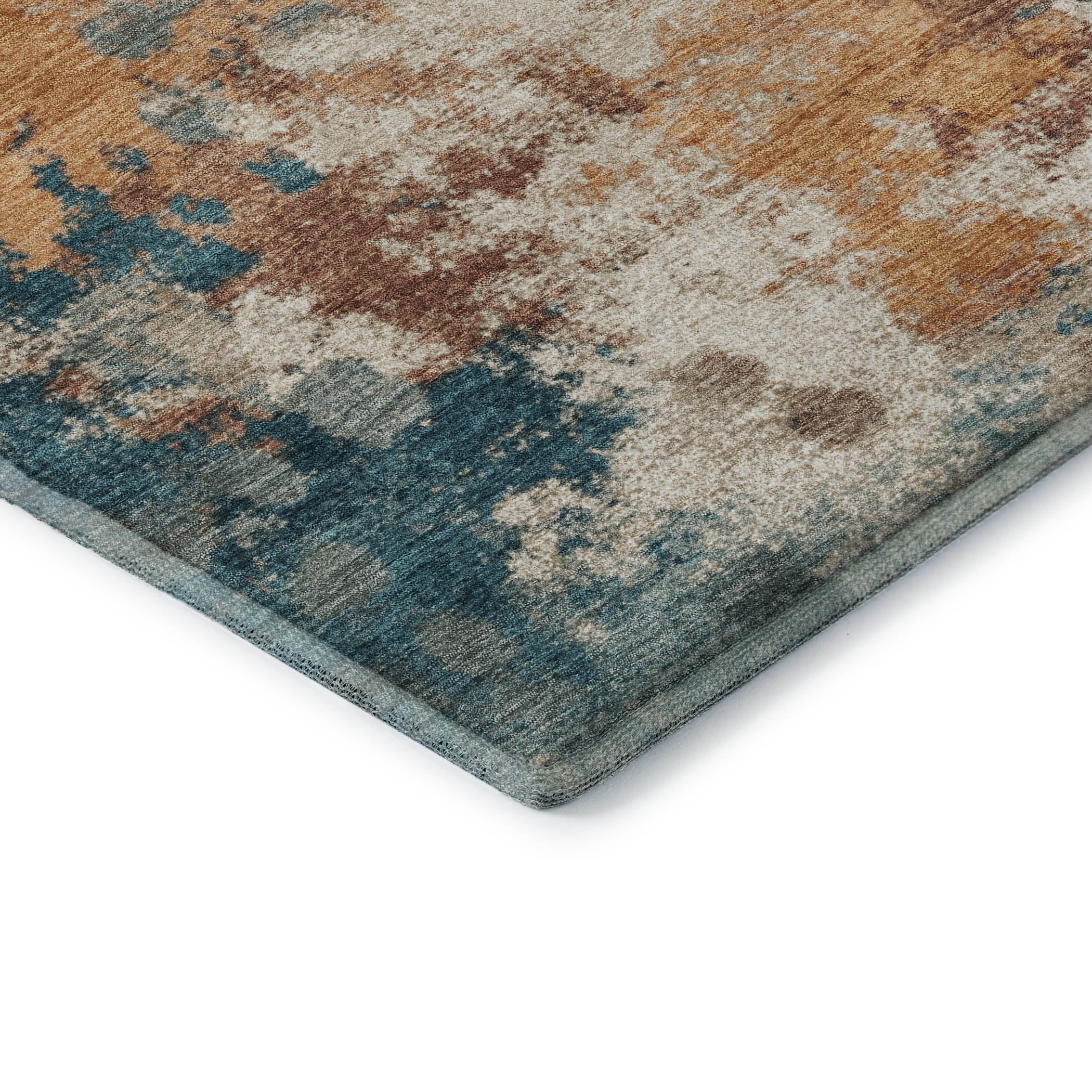 Porto Machine Washable Transitional Teal Rug 1'8" x 2'6" #shape_Rectangle