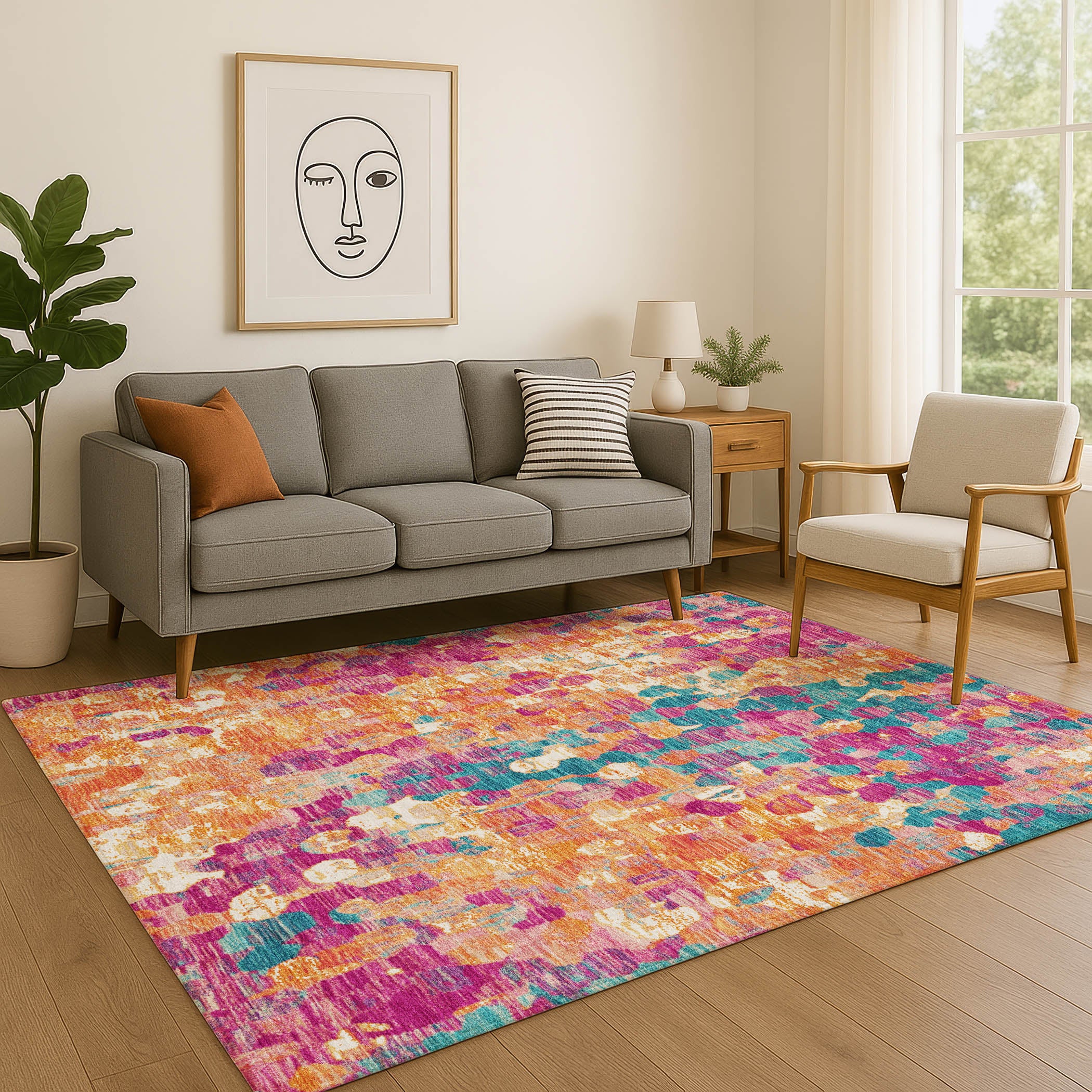 Seoul Machine Washable Transitional Blush Pink Rug 2'6" x 3'10" #shape_Rectangle