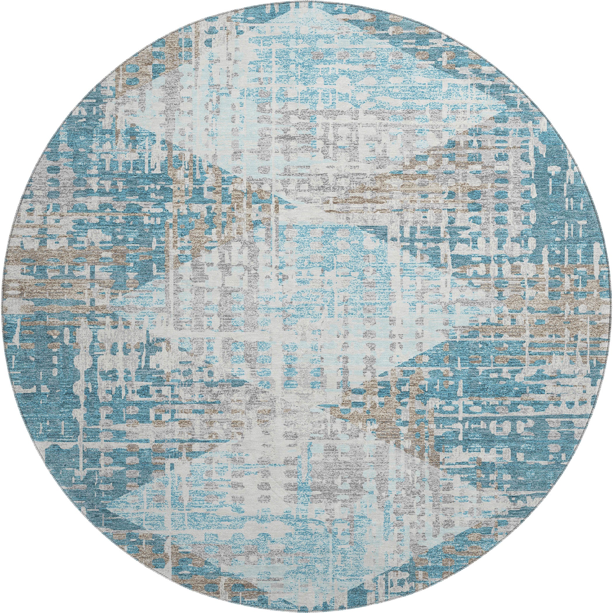 Jaipur Machine Washable Transitional Teal Rug 8' x 8' #shape_Round
