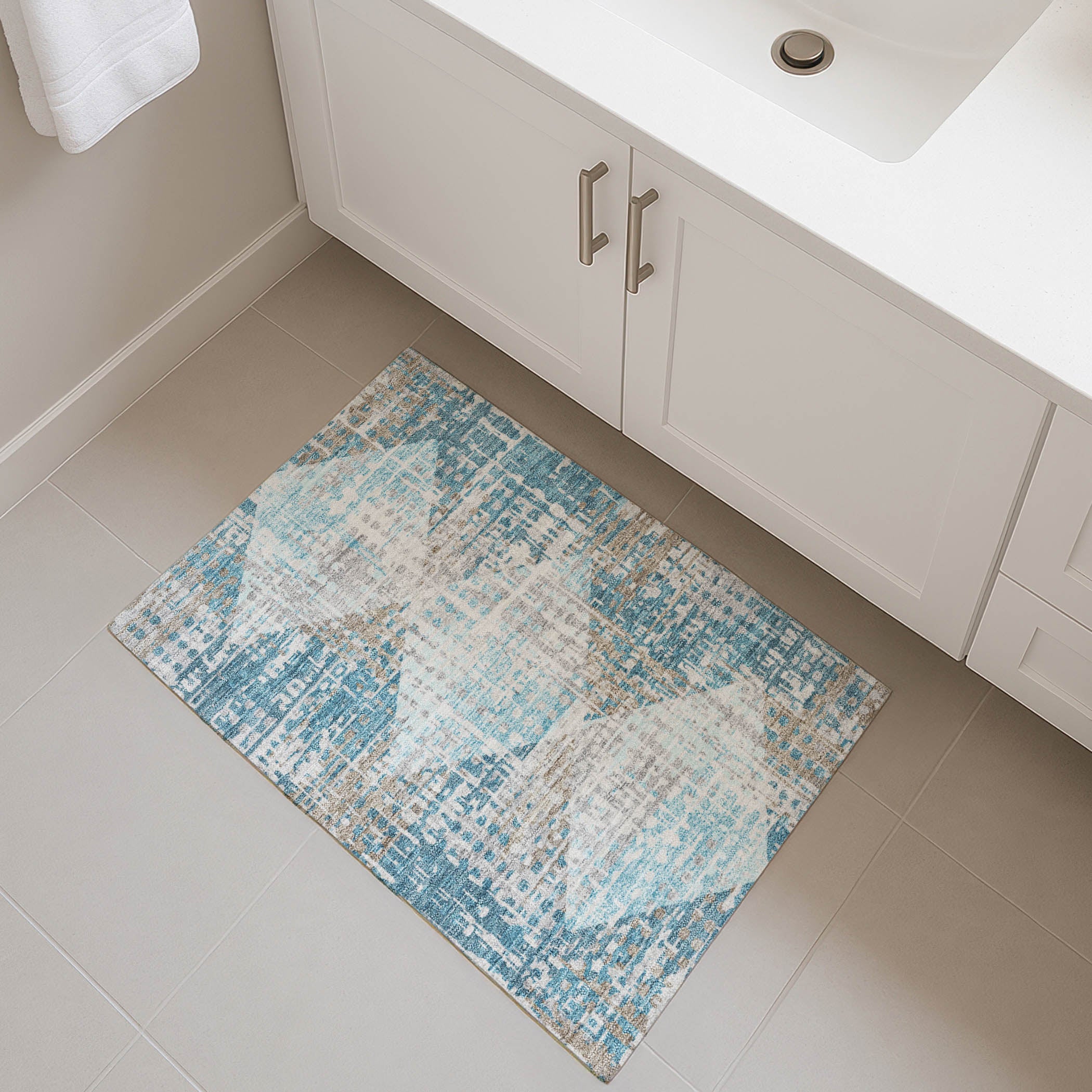 Jaipur Machine Washable Transitional Teal Rug 1'8" x 2'6" #shape_Rectangle
