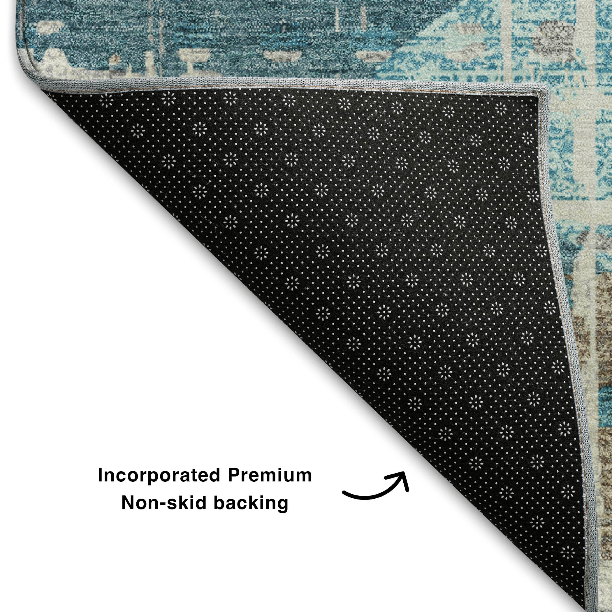 Jaipur Machine Washable Transitional Teal Rug 1'8" x 2'6" #shape_Rectangle