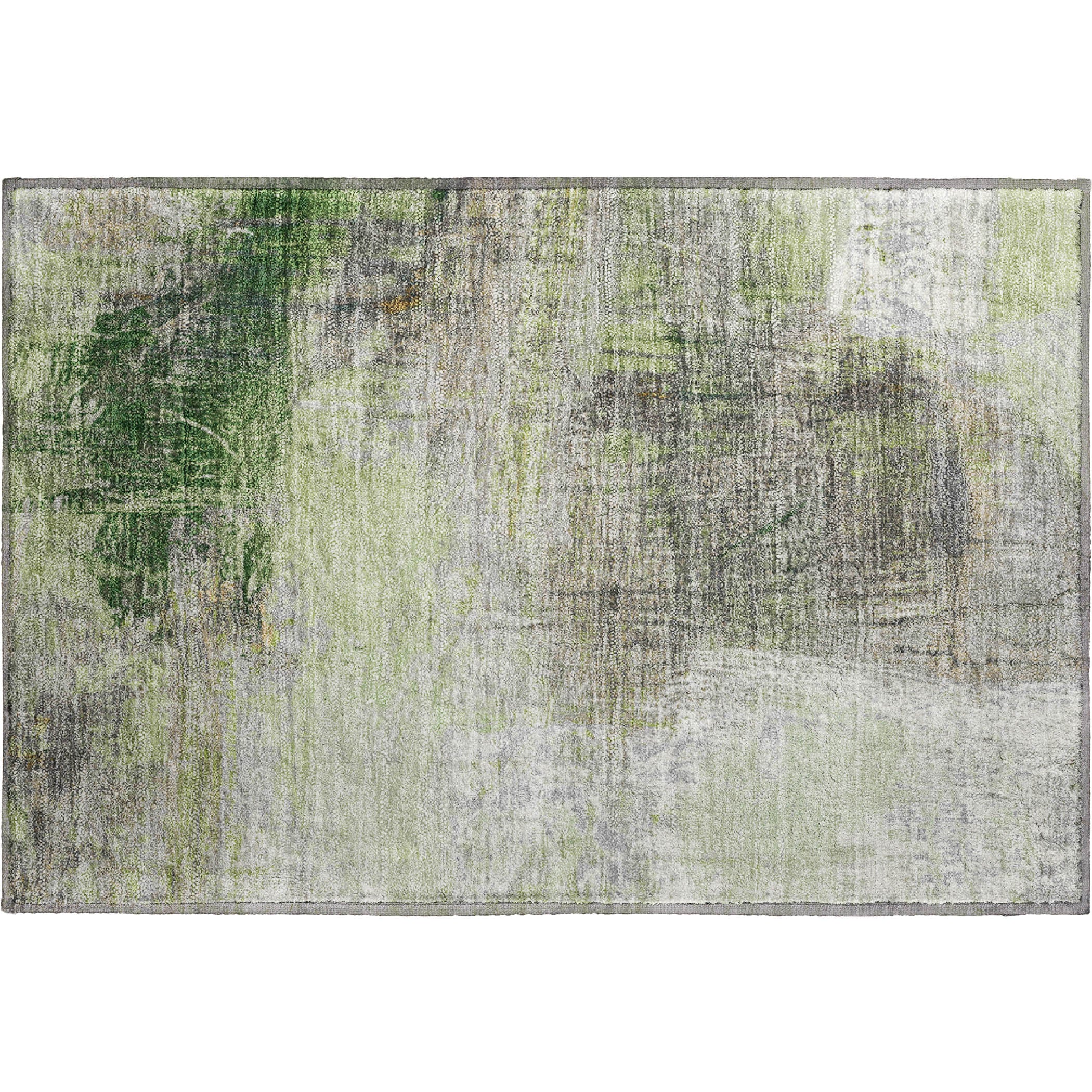 Luang Prabang Machine Washable Transitional Aloe Green Rug 1'8" x 2'6" #shape_Rectangle