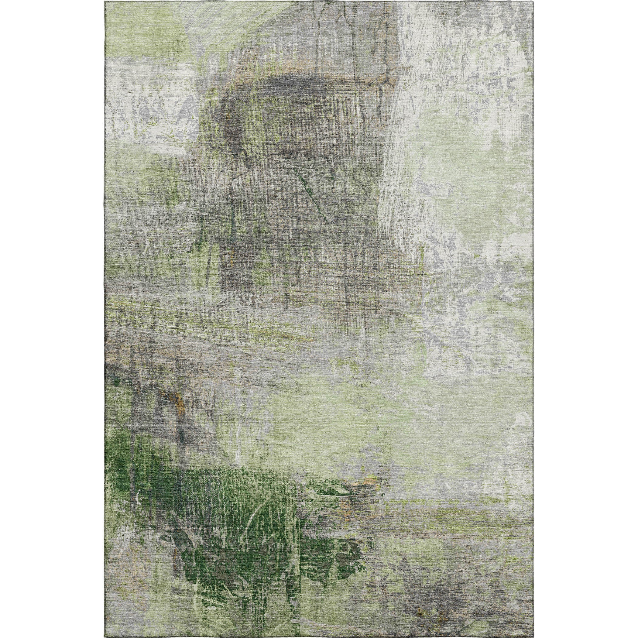 Luang Prabang Machine Washable Transitional Aloe Green Rug 2'6" x 3'10" #shape_Rectangle