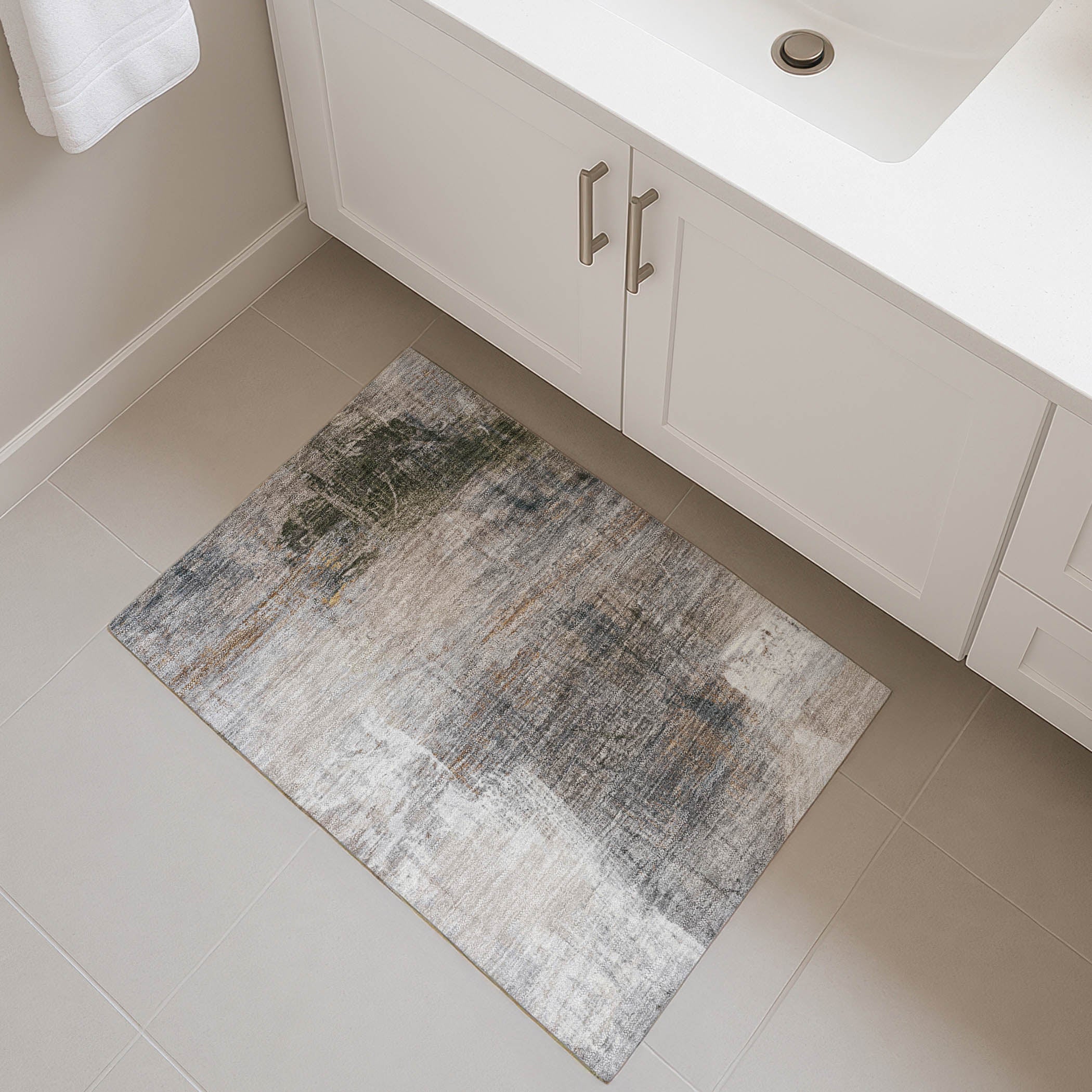 Luang Prabang Machine Washable Transitional Putty Ivory Rug 1'8" x 2'6" #shape_Rectangle